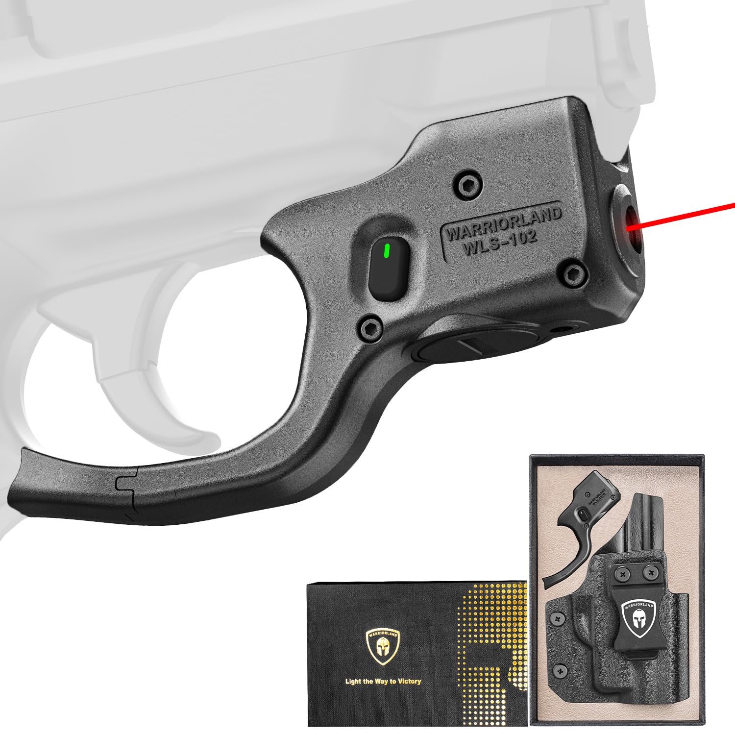 WARRIORLAND Red Laser Sight Fit S&W M&P Shield 9mm/.40 with Kydex Holster, First Red Beam Sight with Power Indicator, M&P Sheld .40 Laser with IWB Holster Right Hand, WLS-102 w/MP Shield Holster WARRIORLAND