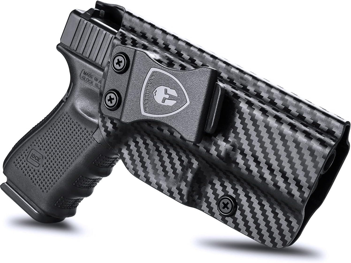 WARRIORLAND Compatible with Glock 17 Holster, IWB Kydex Holster Fit Glock 17/19/26 Gen3-5、Glock 17/19 Gen 4-5 MOS、Glock 34, Inside Waistband Concealed Carry, Adj. Cant & 'Posi-Click' Retention WARRIORLAND