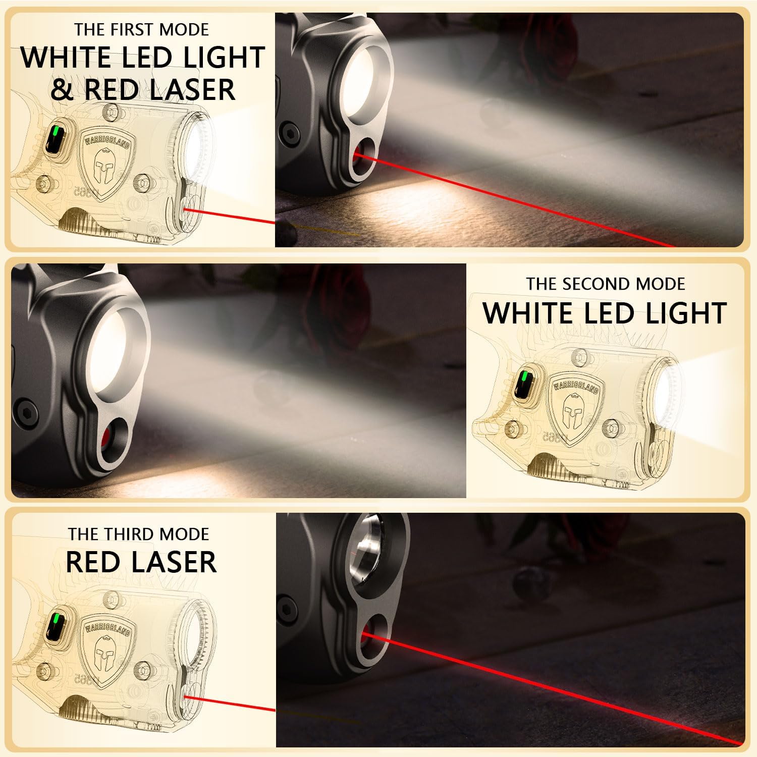 WARRIORLAND Pistol Light Laser Combo Fits Sig Sauer P365/ P365X/ P365XL, Compact 150-Lumen Trigger Mounted Tactical Weapon Light with Red Laser & White LED Flashlight, Power Indicator, SLL-103 WARRIORLAND