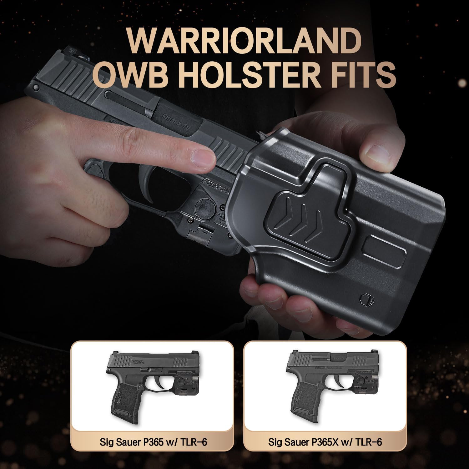 WARRIORLAND P365 TLR-6 OWB Holster Index Finger Release Fit Sig Sauer P365 Nitron Micro-Compact/P365 SAS with Streamlight TLR-6/TLR-6HL/TLR-6HL, 360 Degree Adj. Belt Clip Fit 1.5-2.25 Inch Belt, Right Hand WARRIORLAND