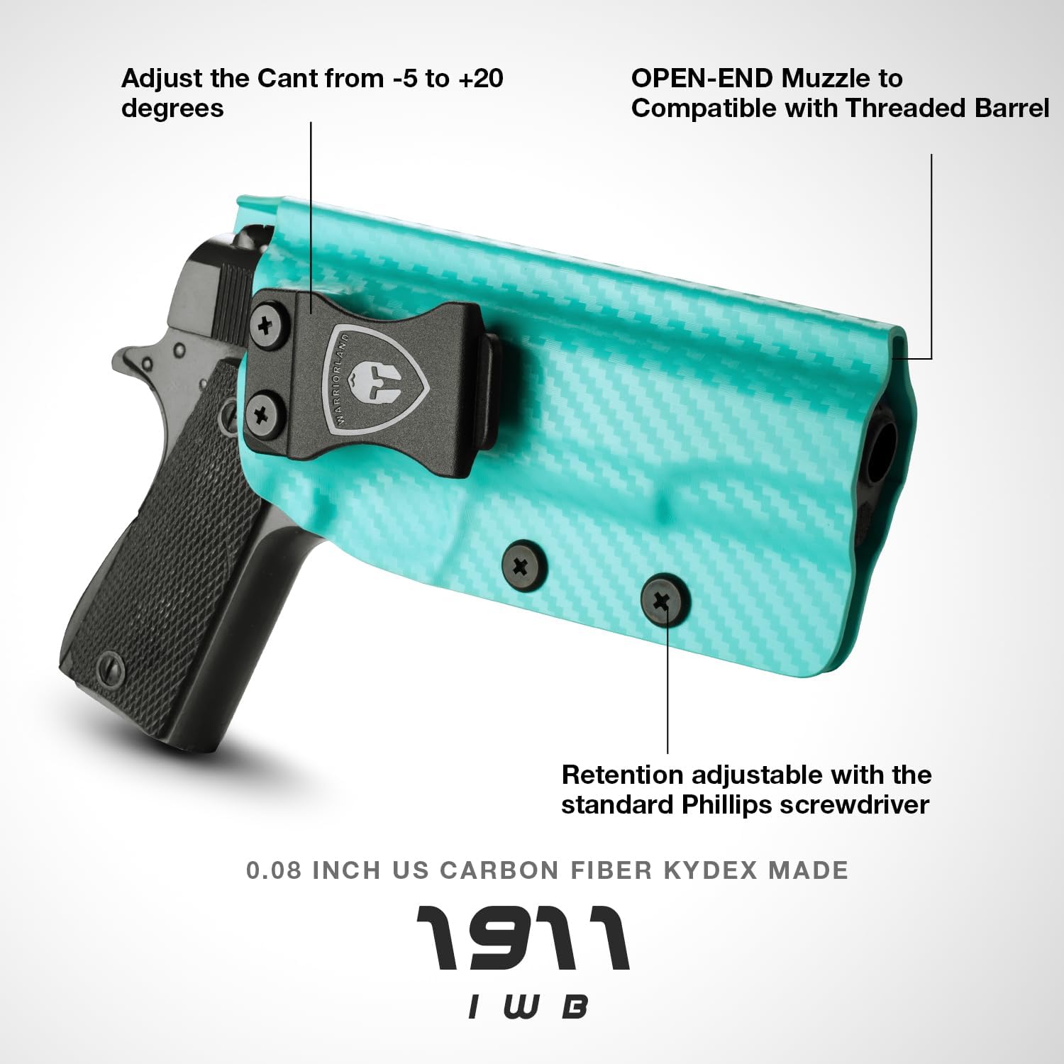 IWB Carbon Fiber Kydex Holsters Compatible with G17/19 - G43/43X MOS - P365/P365X - P320 - Taurus G2C/G3C - M&P 9mm M2.0 4"/4.25" - M&P Shield 9mm - Springfield Hellcat - 1911 5'' No Rail, Right WARRIORLAND WARRIORLAND
