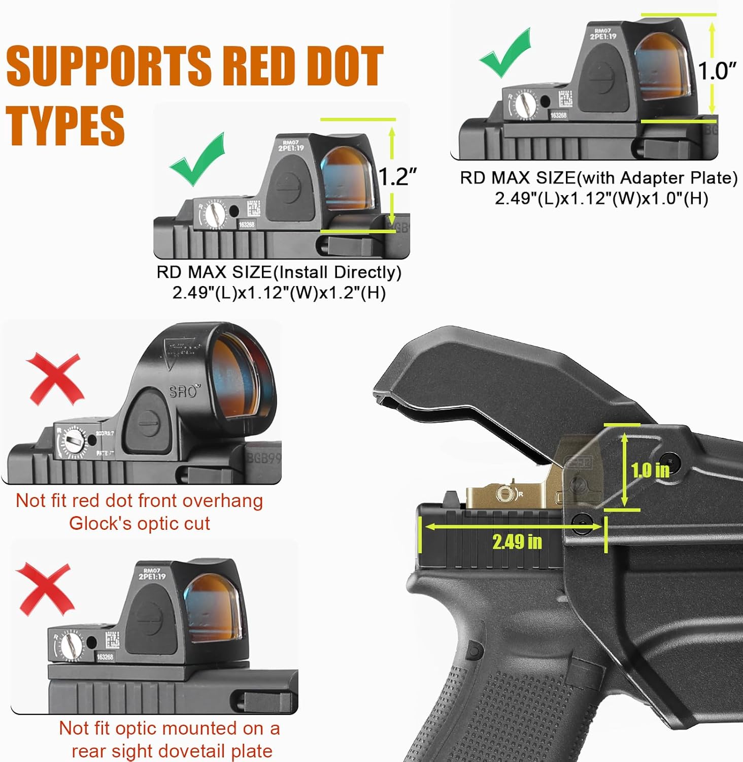 WARRIORLAND Level 2 Duty Holster for Glock 17/19 /22/23/34 Gen 3-5 & G31/32 Gen3-4 & 19X/44/45/47/49 & MOS Version, Optic Cut with RDS Cover, Thumb Release, Fits 2.0" Belt, Open-Muzzle Gun Holster WARRIORLAND
