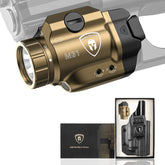 WARRIORLAND FDE MB1 Pistol Light & Holster Combo, Fit for Glock 20/21/22 Gen 3-5 & Glock 34 Gen 4, Compact 500-Lumen Rail Mounted Tactical Weapon Light with Red Laser & White LED, Power Indicator WARRIORLAND