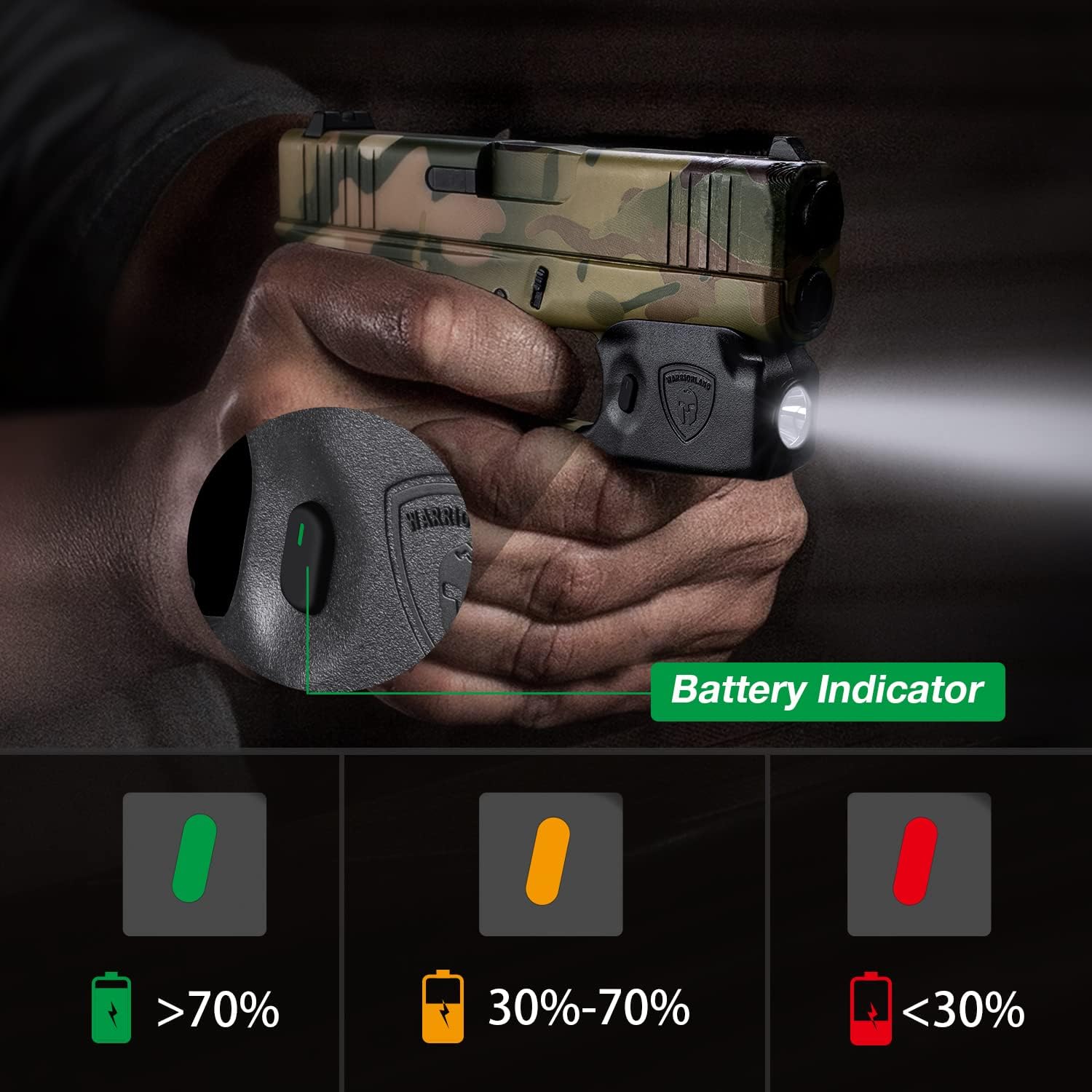 WARRIORLAND Mini Gun Light Compatible with Glock 42 / G43 / G43X (Not Fit G43X MOS) / G48(Not Fit G48 MOS), 150 Lumens G42/43/43X/48 Handgun Light, LED Tactical Light G42/43/48 SL-1 WARRIORLAND