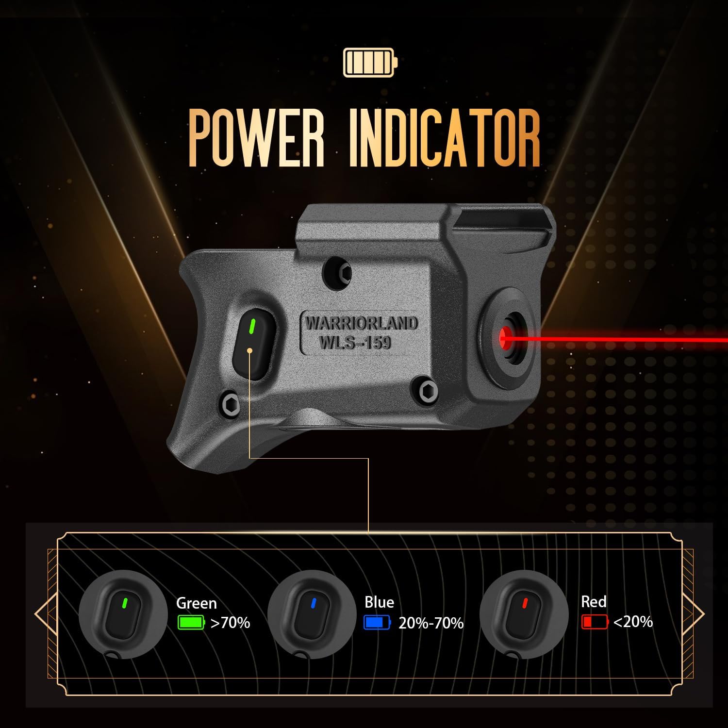 WARRIORLAND Red Laser Sight Fit Smith & Wesson M&P 9mm Shield EZ & M&P 380 Shield EZ, First Red Beam Sight with Power Indicator, S&W M&P Shield 9mm EZ Laser with Ambidextrous On/Off Switch, WLS-159 WARRIORLAND