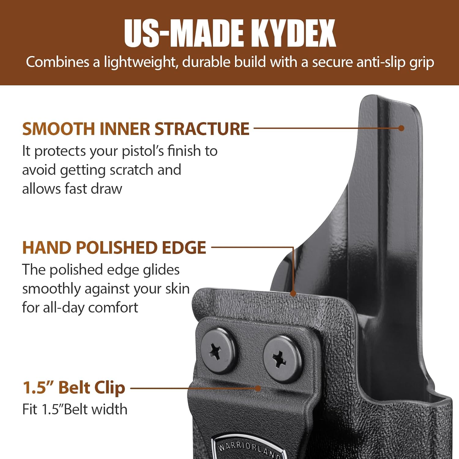 WARRIORLAND Optics Cut Kydex Appendix IWB Holster for Glock 43X MOS/43X/G43, Adjustable Cant & Retention, Right Hand Concealed Carry WARRIORLAND