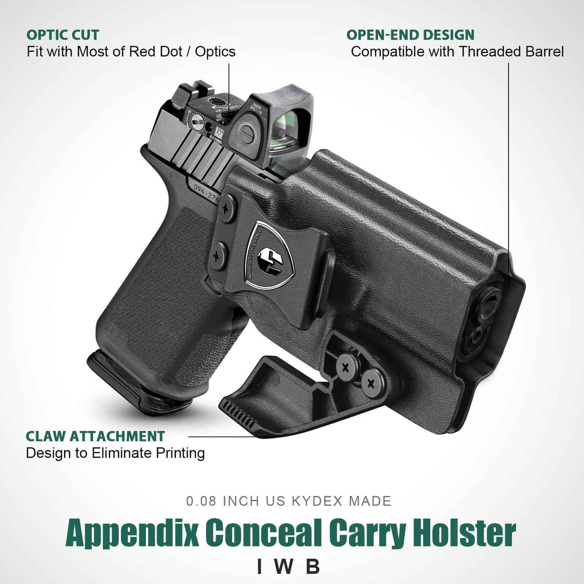 Ruger RXM IWB Kydex Holster - Optic Cut & Concealment Claw, Adjustable Cant & Retention, Appendix Inside Waistband Concealed Carry, Right Hand - WARRIORLAND