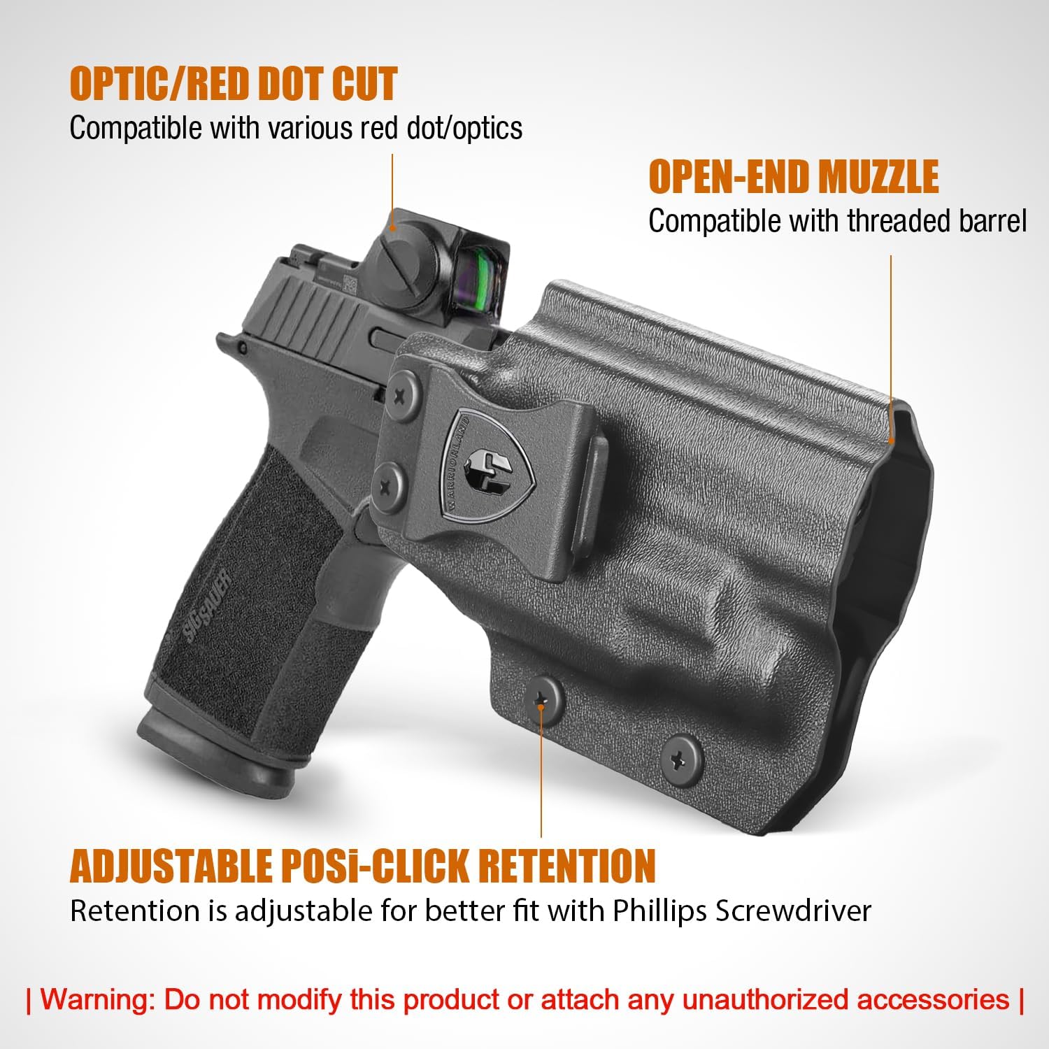 WARRIORLAND IWB Kydex Holster for Sig P365-XMACRO with TLR-7 X Sub or TLR-7 HL-X Sub, Light-Bearing Design, Optics Cut, Adjustable Cant & Posi-Click Retention, Right Hand Draw WARRIORLAND