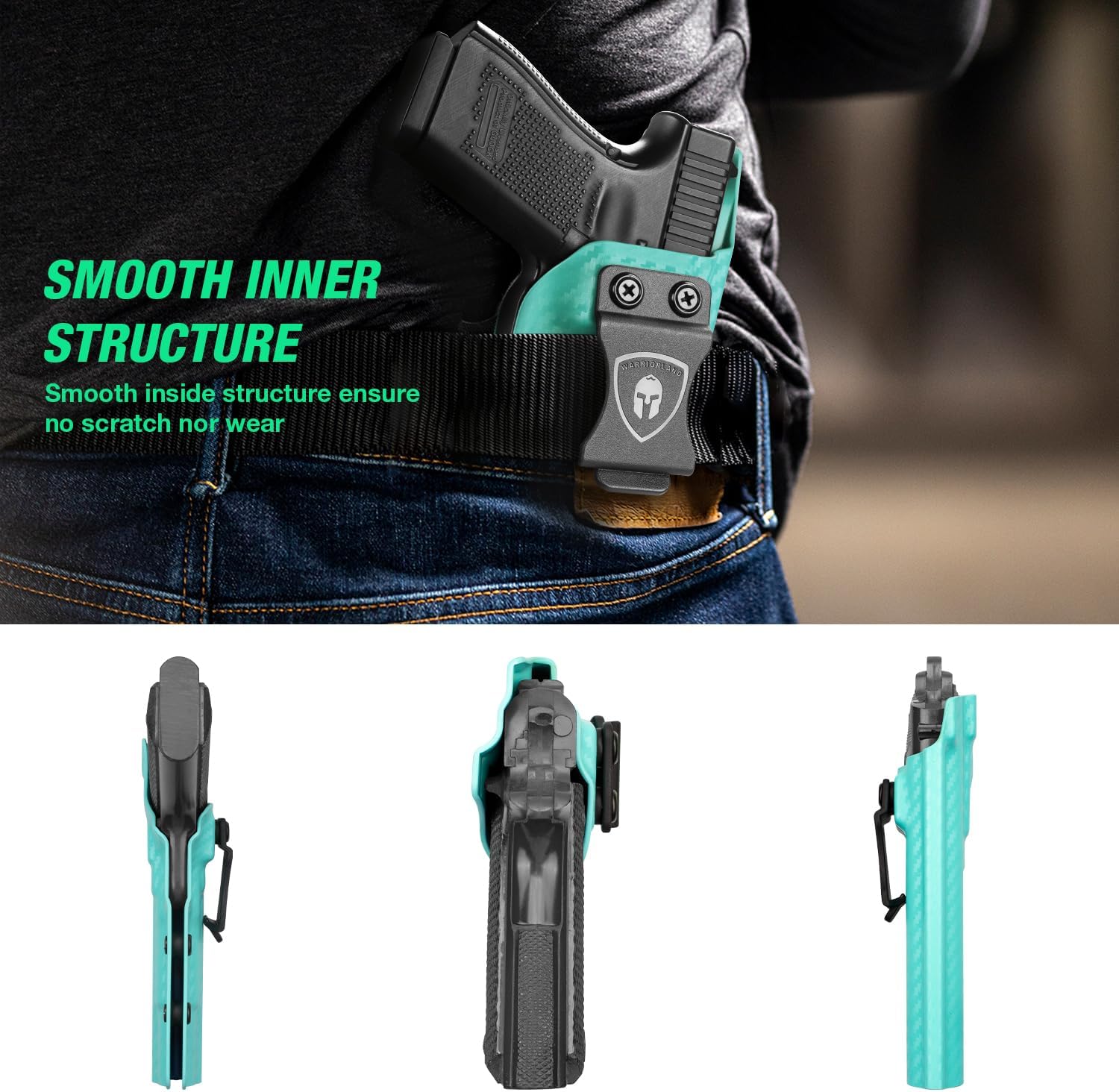IWB Carbon Fiber Kydex Holsters Compatible with G17/19 - G43/43X MOS - P365/P365X - P320 - Taurus G2C/G3C - M&P 9mm M2.0 4"/4.25" - M&P Shield 9mm - Springfield Hellcat - 1911 5'' No Rail, Right WARRIORLAND WARRIORLAND
