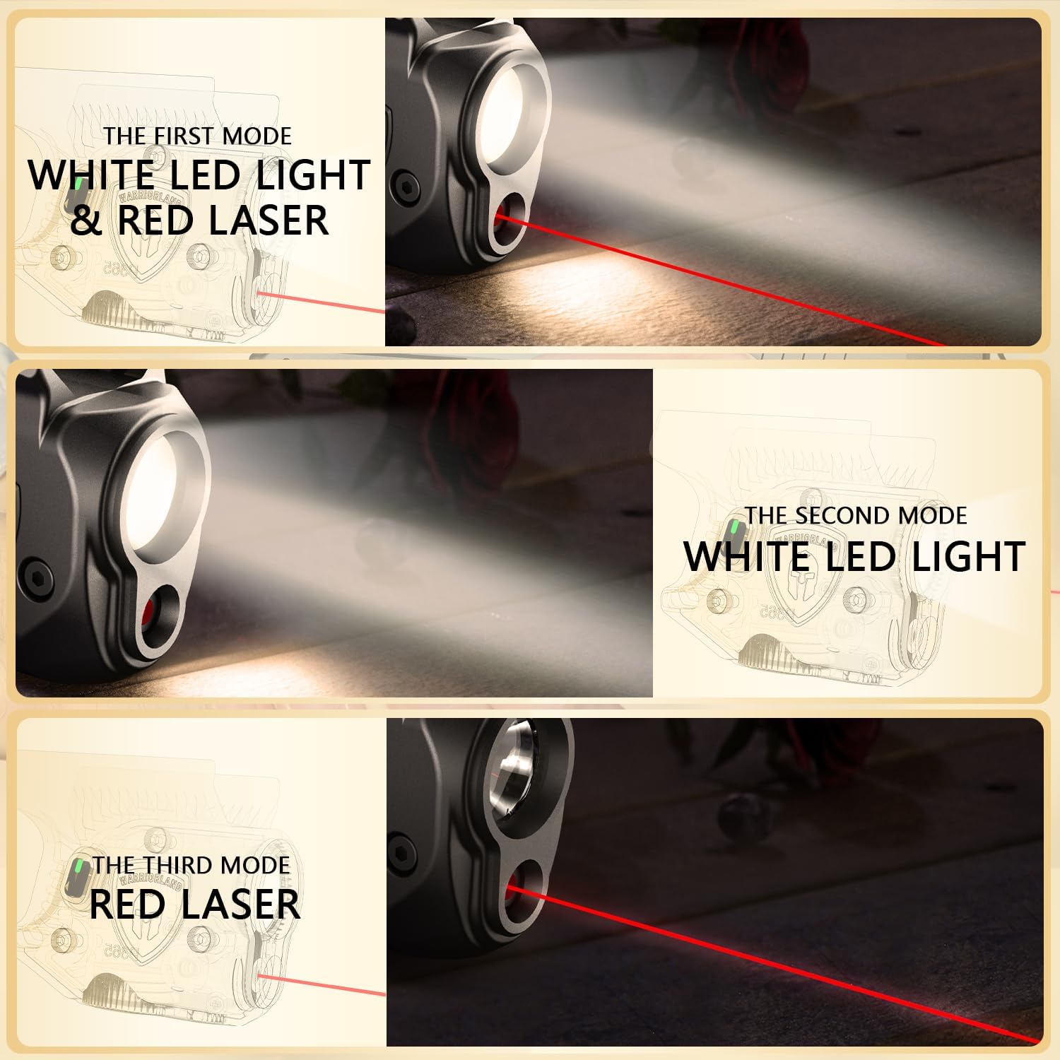WARRIORLAND Pistol Light Laser Combo Fits Sig Sauer P365 Xmacro, Compact 150-Lumen Trigger & Rail Mounted Tactical Weapon Light, Red Laser & White LED Flashlight, Power Indicator, SLL-109 WARRIORLAND