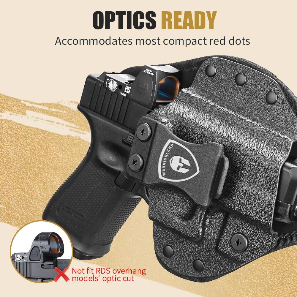 WARRIORLAND Universal Hybrid IWB Gun Holster for Glock 17 19 43X MOS, Sig P320, Taurus G2C, M&P M2.0, Springfield, CZ, Ruger & More โ Kydex + Nylon Concealed Carry, Optic Cut, Adj. Cant & Retention WARRIORLAND