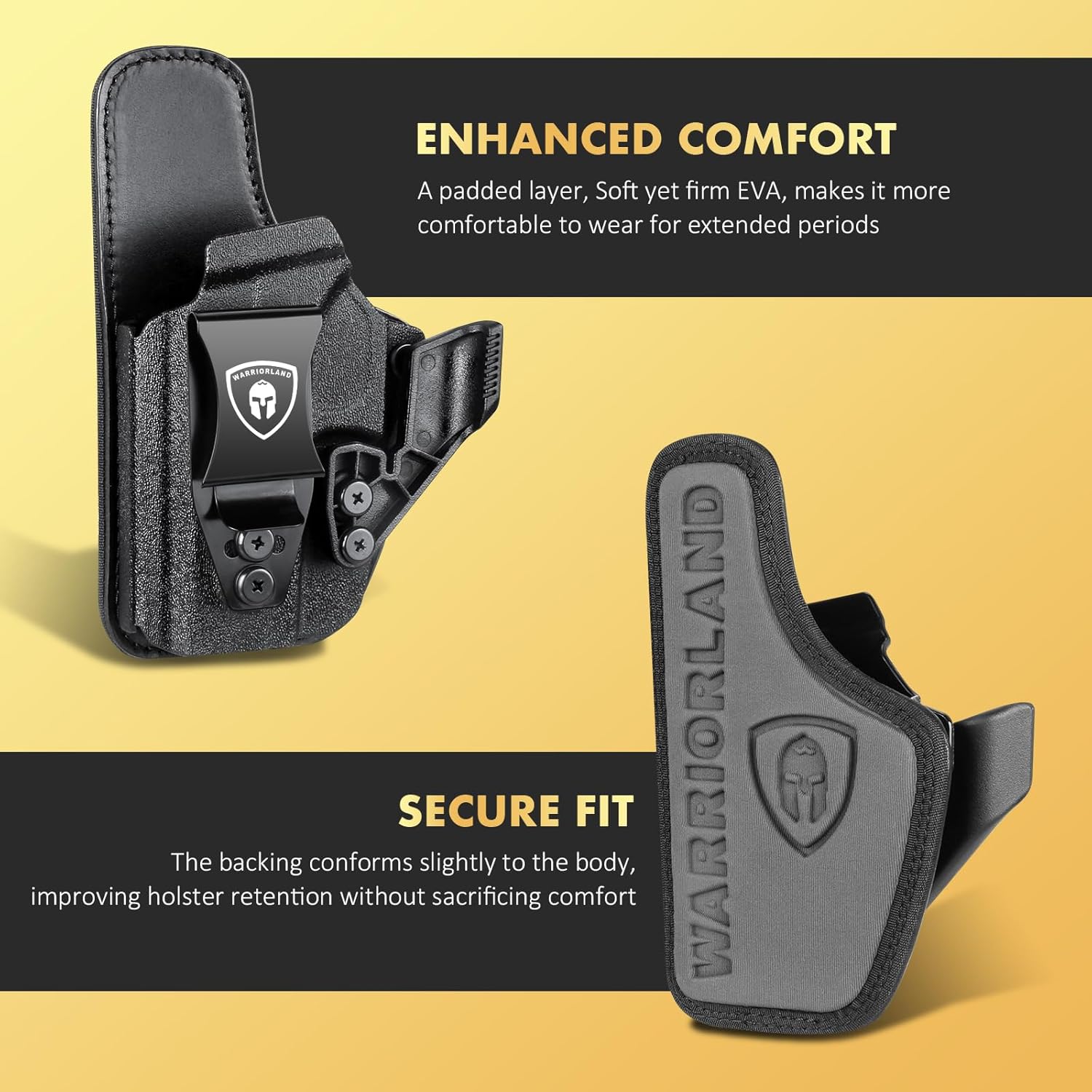 WARRIORLAND IWB Hybrid Holster Compatible with Glock 17/ 19 Gen 3-5 & 23/ 32 Gen 3-4 & G19X 44 45 & their MOS version, Concealed Carry Polymer & Leather Holster with Claw/Optics Cut Ready, Right Hand WARRIORLAND