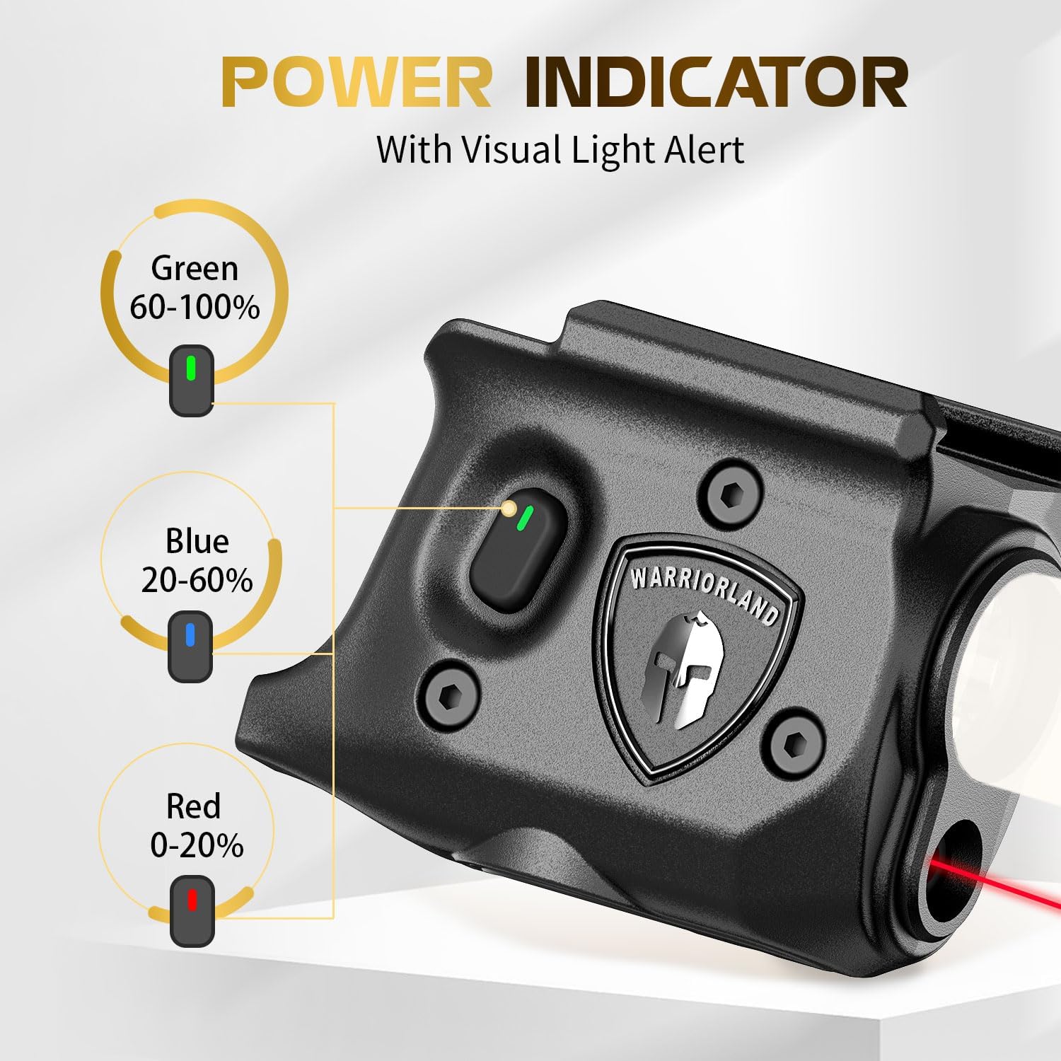 WARRIORLAND SLL-110 Pistol Light Laser – Fits Springfield Hellcat Pro | 150-Lumen Trigger Mounted Tactical Light with Red Laser, White LED, Power Indicator & 3 Modes (Strobe/Constant/Laser Only).