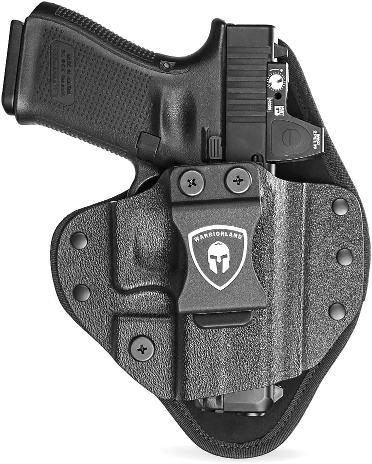 WARRIORLAND Universal Hybrid IWB Gun Holster for Glock 17 19 43X MOS, Sig P320, Taurus G2C, M&P M2.0, Springfield, CZ, Ruger & More โ Kydex + Nylon Concealed Carry, Optic Cut, Adj. Cant & Retention WARRIORLAND
