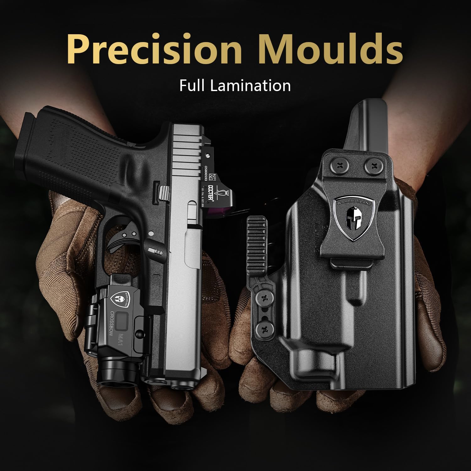 WARRIORLAND 500 Lumen White LED Tactical Light with Glock 17/19 Polymer Claw Holster Combo-Compact Rail Mounted Weapon Light,with Battery Included (MB2/Glock 17/19) WARRIORLAND