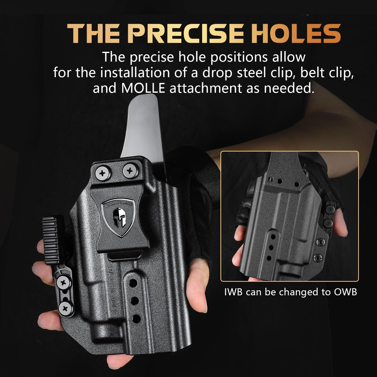 WARRIORLAND MB1 500 Lumens Portable Universal Rail Mounted Weapon Light - Red Laser & White LED Combo with Glock 17/19 Claw Holster - Three Operation Modes & Power Indicator MB1w/Glock G17/G19 WARRIORLAND