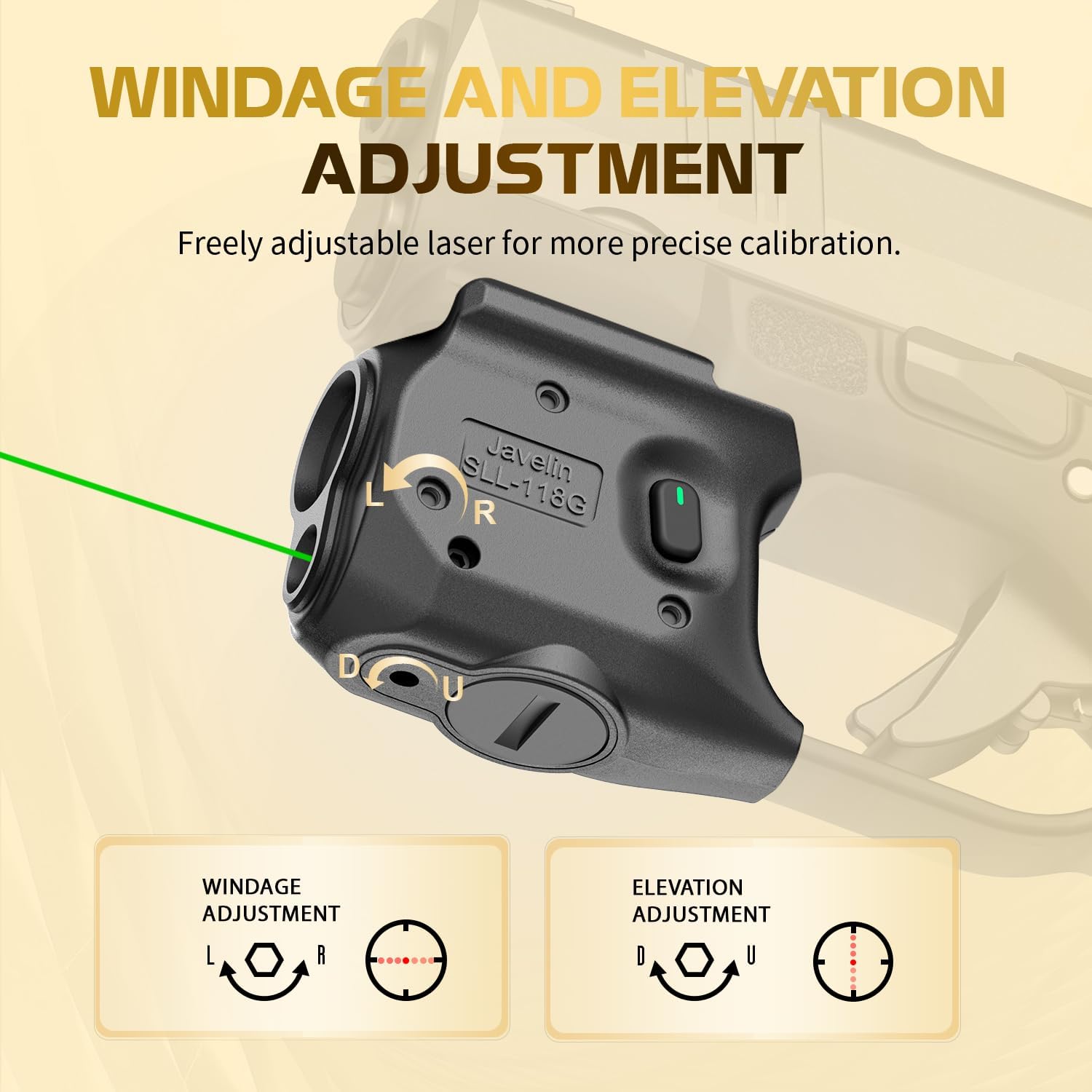 WARRIORLAND Pistol Light Laser & Holster Fit for Springfield Hellcat 3โณ MICRO-COMPACT, Compact 150-Lumen Trigger Mounted Tactical Weapon Light with Green Laser White LED & IWB Holster, Power Indicator