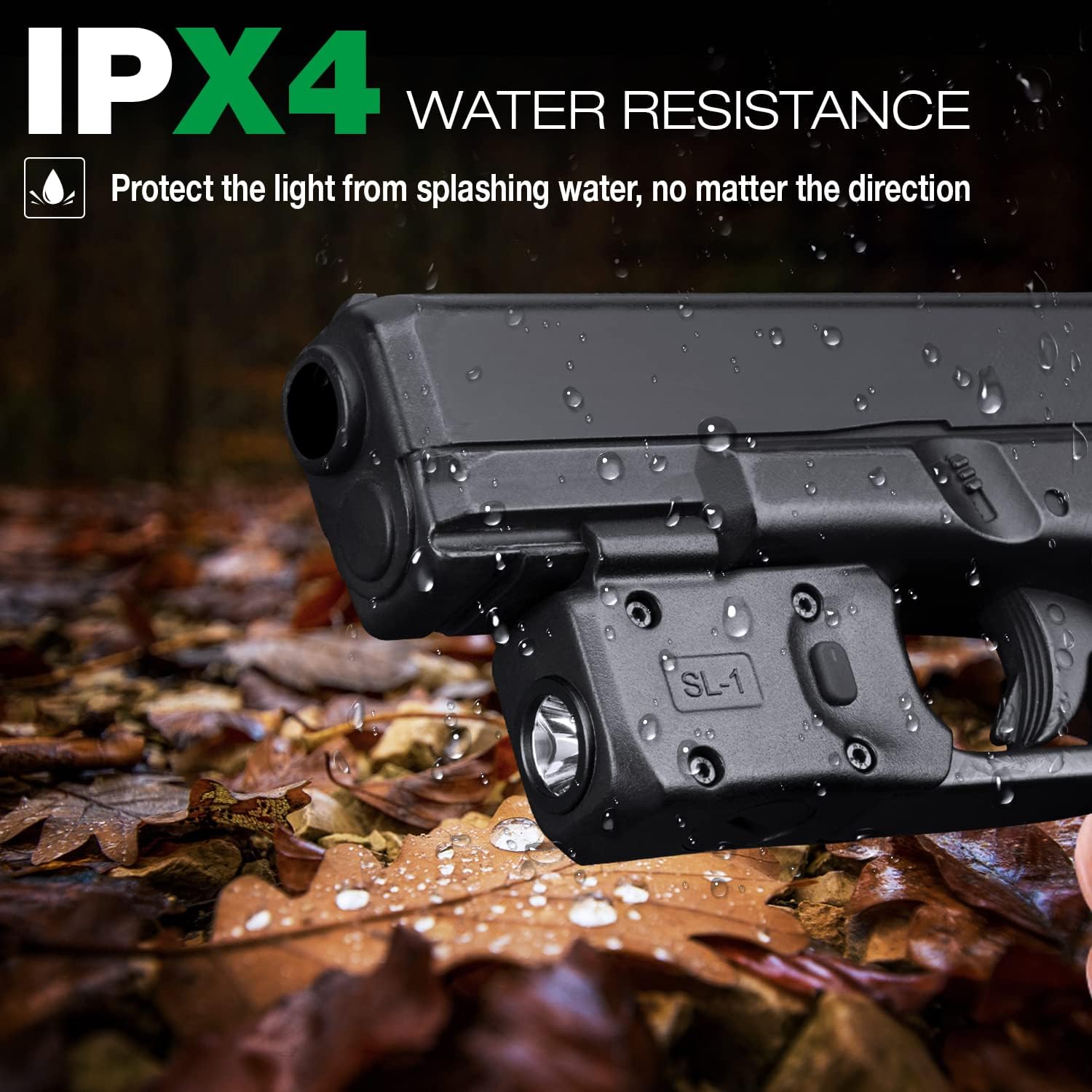 WARRIORLAND Mini Pistol Light with Kydex Holster Tailored Made Compatible with Glock 17/19/21/22 Gen 3 4 5 & G23/32 Gen 4 Pistol, 150 Lumen Glock Railed Handgun Light, LED Tactical Flashlight SL-1 WARRIORLAND