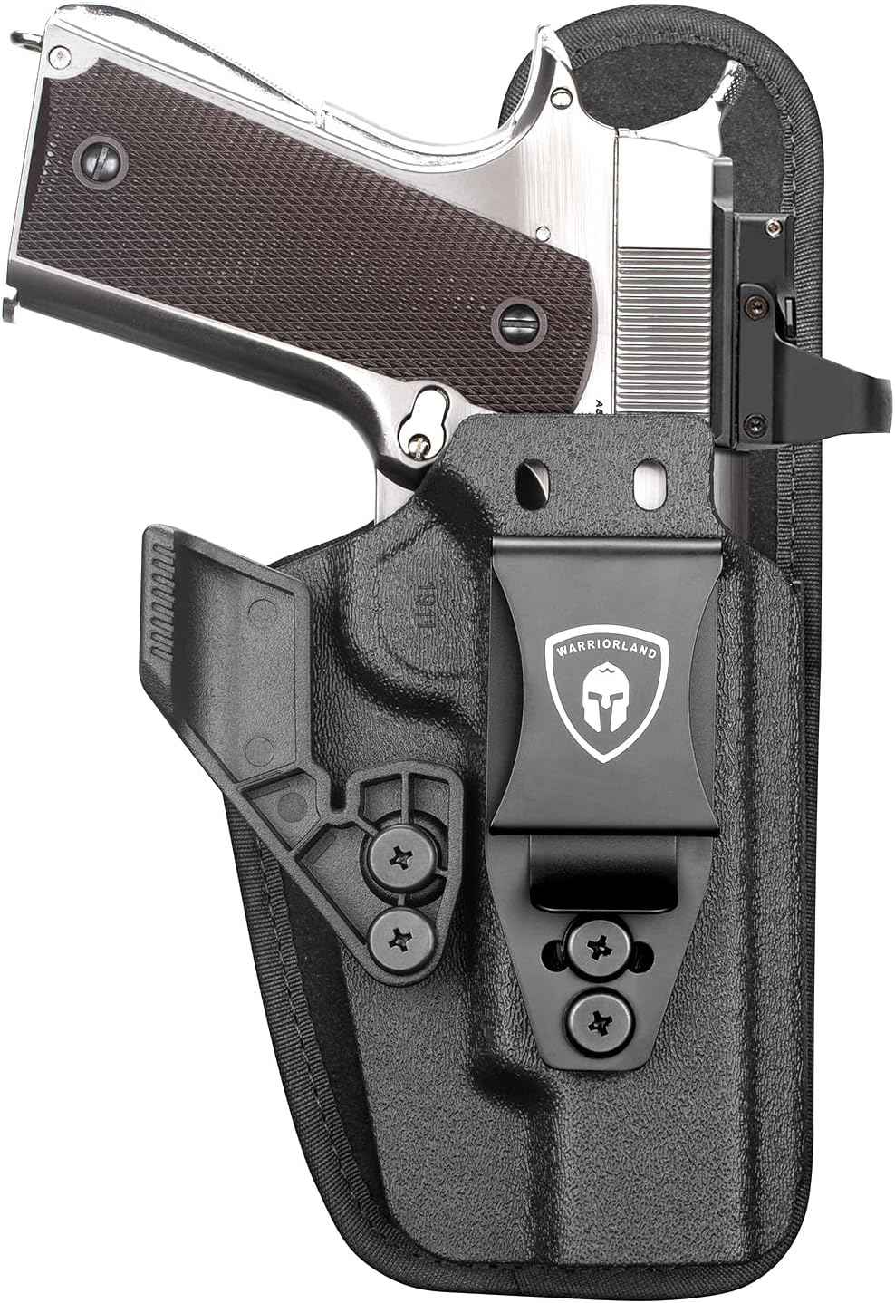 WARRIORLAND IWB Hybrid Holster for 5" 1911 No-Rail (Colt · Kimber · Ruger · S&W · Sig · RIA · Tisas) - Optic Cut, Adjustable Cant/Height/Retention, Ultimate Comfort Leather-Kydex, Right Hand Draw