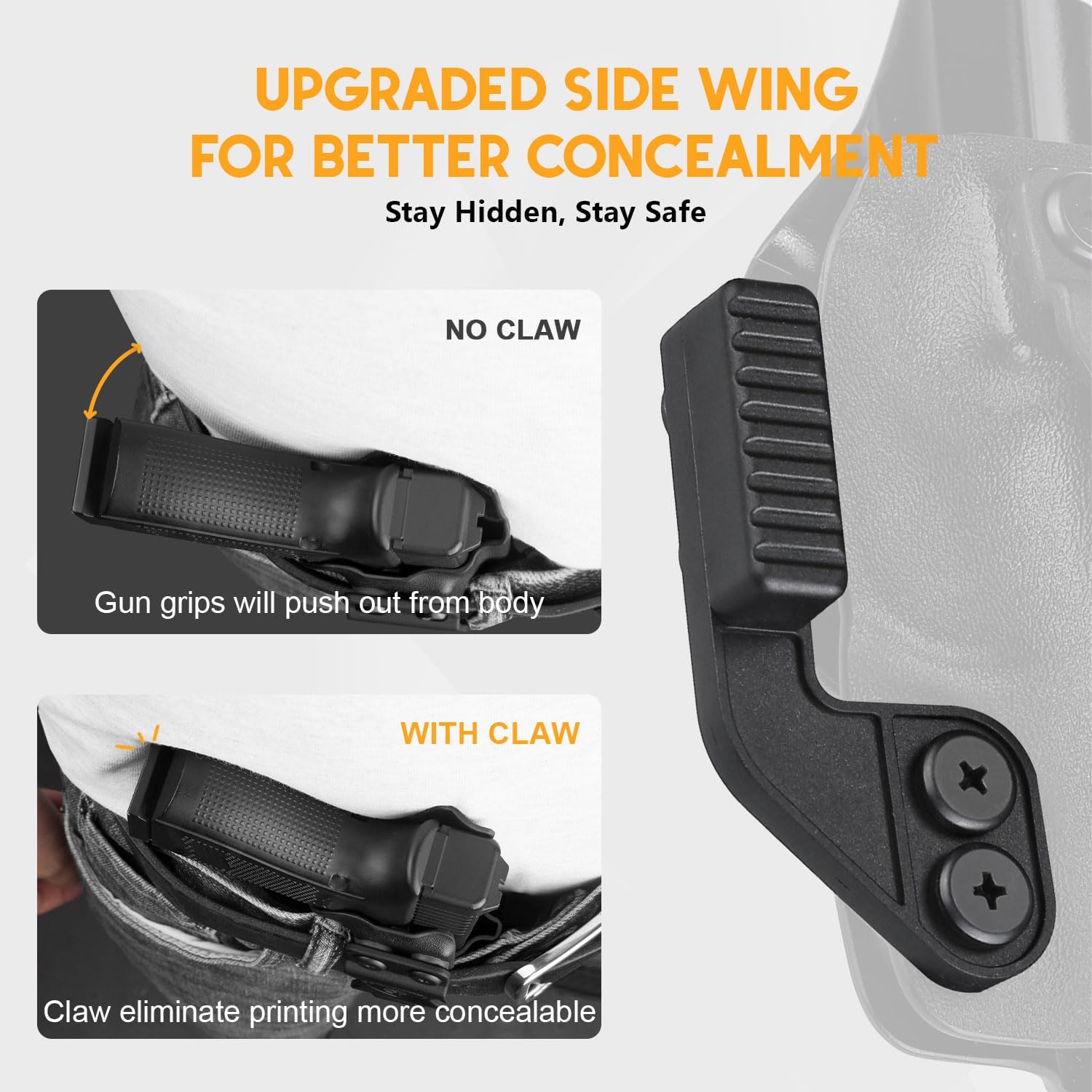 WARRIORLAND IWB Kydex Holster Compatible with Glock 17/19 Gen (3-5) & 23/32 Gen(3-4) & 19X/ 44/45, Inside Waistband Appendix Conceal Carry, with Claw & Adj. Retention & Cant, Right Hand