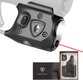 WARRIORLAND Pistol Light Laser & Holster Fit for Springfield Hellcat 3โณ Micro-Compact, Compact 150-Lumen Trigger Mounted Tactical Weapon Light with Red Laser White LED & IWB Holster, Power Indicator