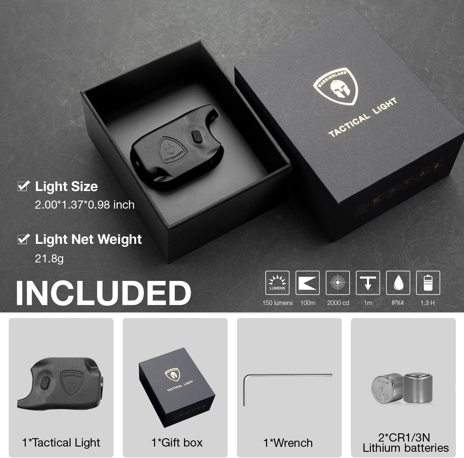 WARRIORLAND Mini Gun Light Compatible with Glock 42 / G43 / G43X (Not Fit G43X MOS) / G48(Not Fit G48 MOS), 150 Lumens G42/43/43X/48 Handgun Light, LED Tactical Light G42/43/48 SL-1 WARRIORLAND