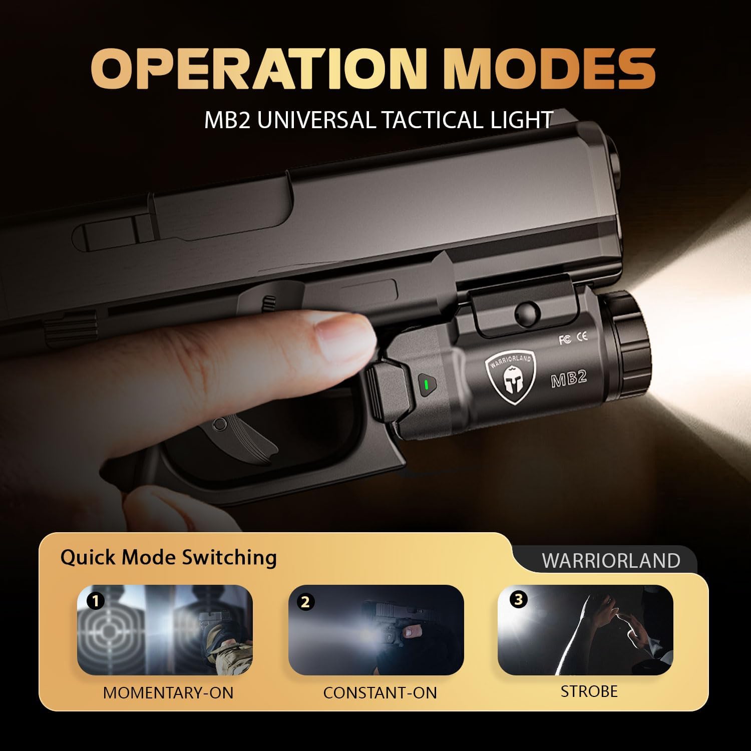 WARRIORLAND 500 Lumen White LED Tactical Light with Sig Sauer P320-M17 & P320 Full Size IWB Kydex Holster Combo-Compact Rail Mounted Weapon Light,with Battery Included (MB2/P320 M17) WARRIORLAND