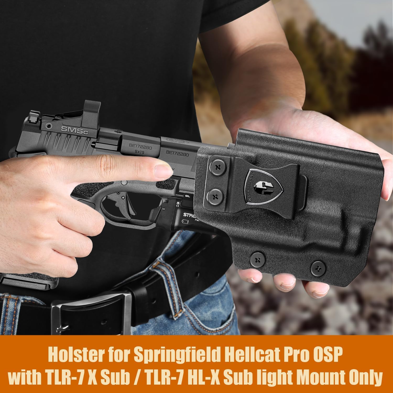 WARRIORLAND IWB Kydex Holster for Hellcat Pro OSP with TLR-7 X Sub or TLR-7 HL-X Sub, Light-Bearing Design, Optics Cut, Adjustable Cant & Posi-Click Retention, Right Hand Draw WARRIORLAND