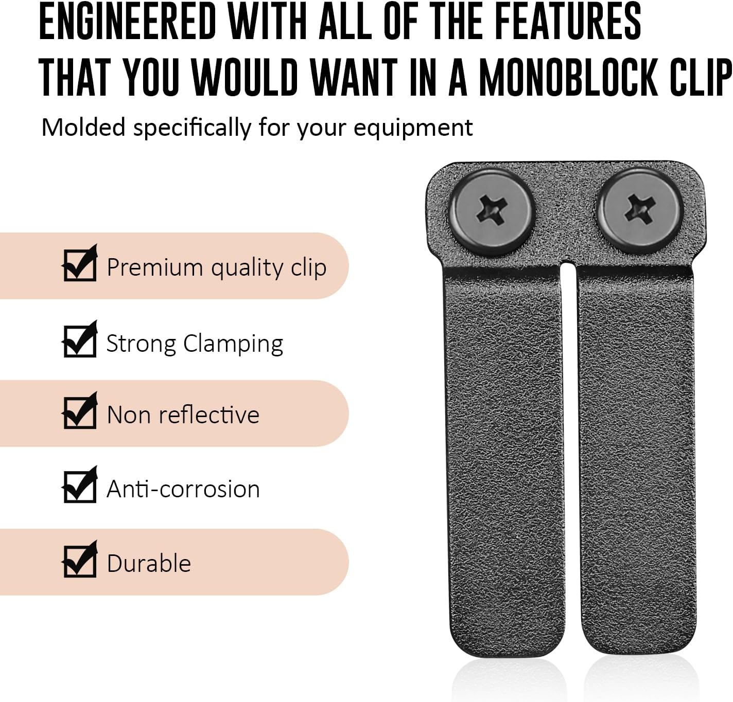 WARRIORLAND IWB & OWB Gun Holster Belt Clip, 1.5/1.75 Inch Adjustable, with Metal Washers, Screws, Slotted Binding Posts – Fits Holsters & Knife Sheaths 2 Pack WARRIORLAND