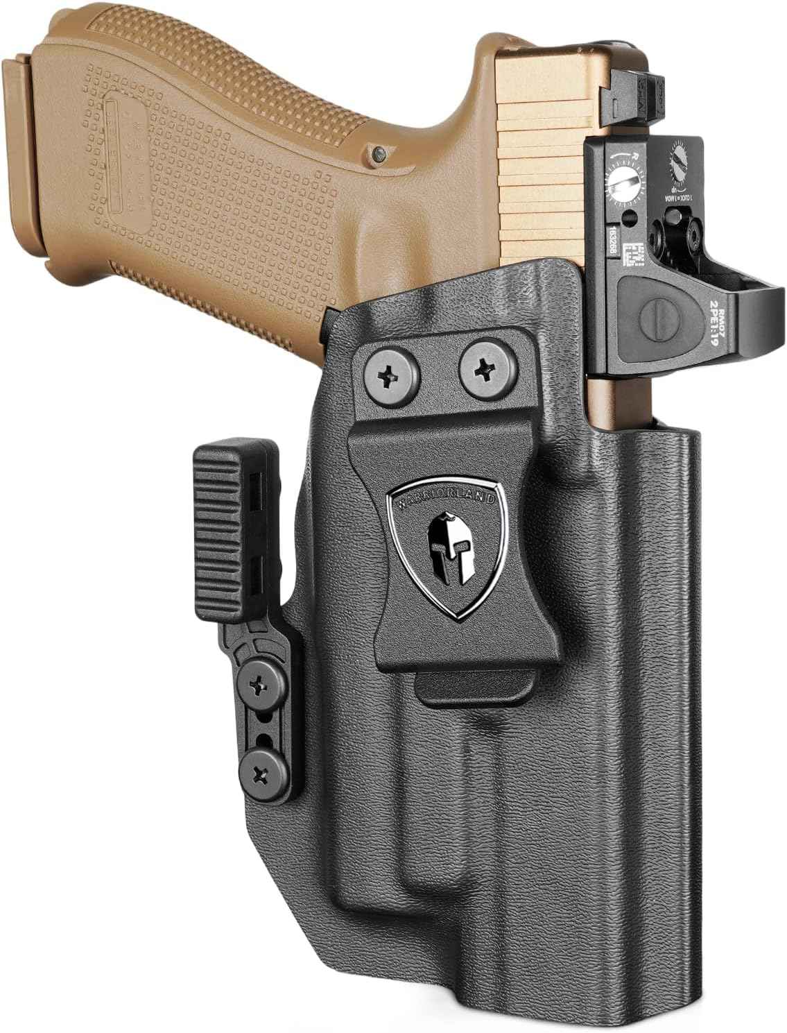 Glock 17/19 Gen3-6 / G19X / 44/45 / G34 Gen4-5 IWB Kydex Holster w/Claw - Olight PL Mini 2 Valkyrie Light Bearing, Optic Cut, Adj. Retention & Cant, Right Hand - WARRIORLAND