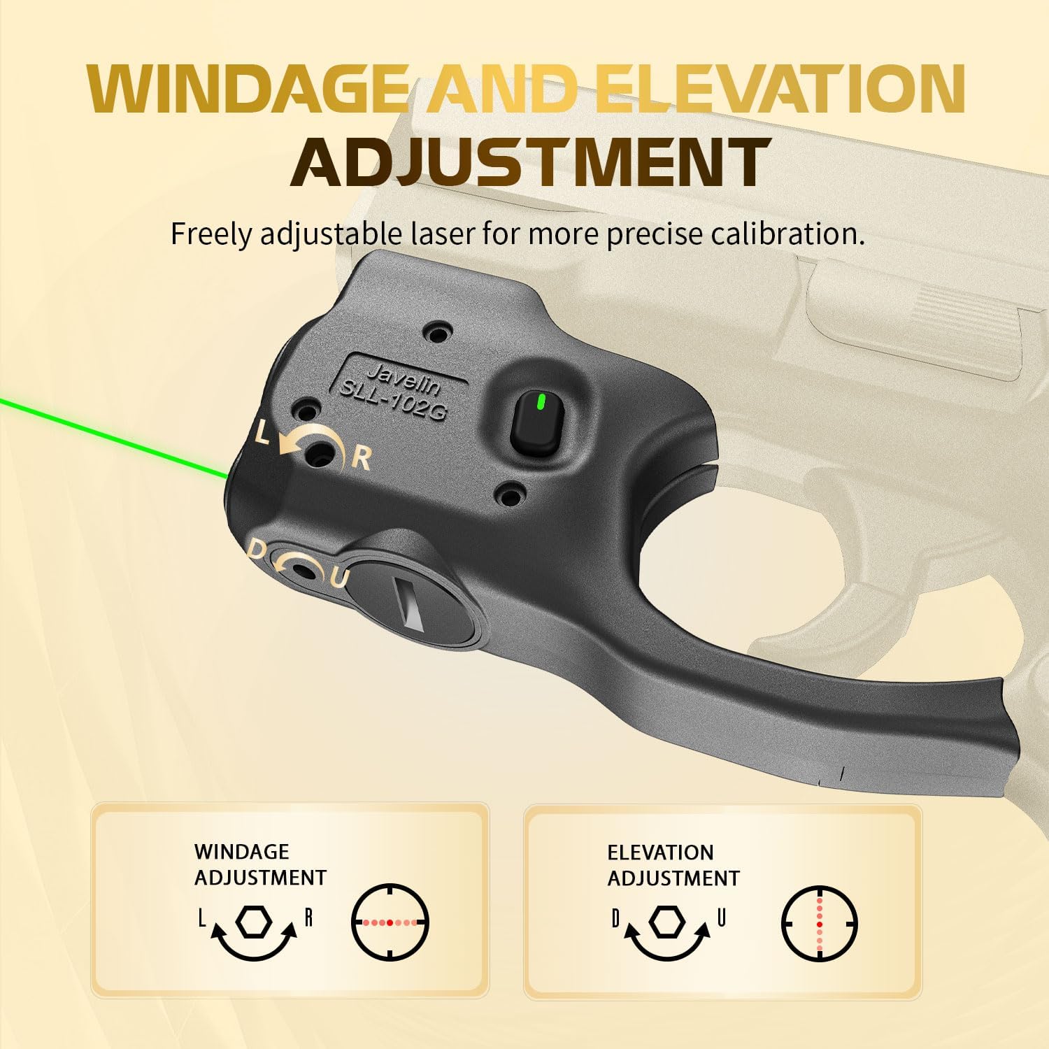 WARRIORLAND Pistol Light Laser Combo Fits S&W M&P Shield M2.0 9mm/.40, Compact 150-Lumen Trigger Mounted Tactical Weapon Light with Green Laser & White LED, Power Indicator & 3 Light Mode Options WARRIORLAND