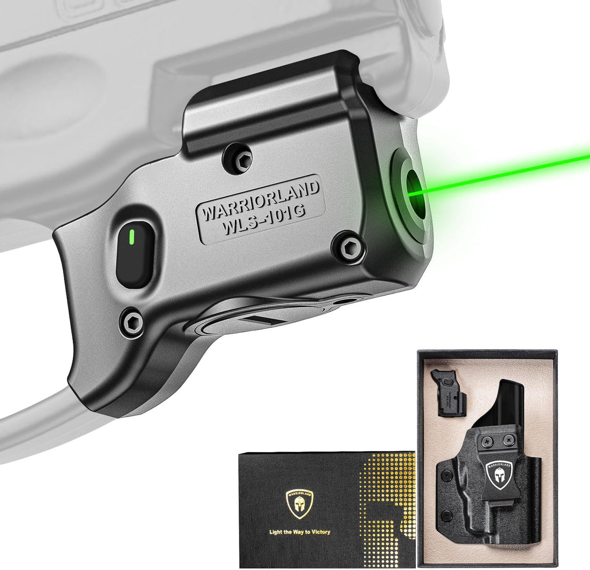WARRIORLAND Green Laser Sight With Holster Combo Tailored Fit Taurus G2C / Taurus G3C / Millennium G2 PT111 & PT140, Ultra Compact G2C Beam Sight, Gun Sight with Ambidextrous On/Off Switch & Power Indicator, WLS-101G-H WARRIORLAND