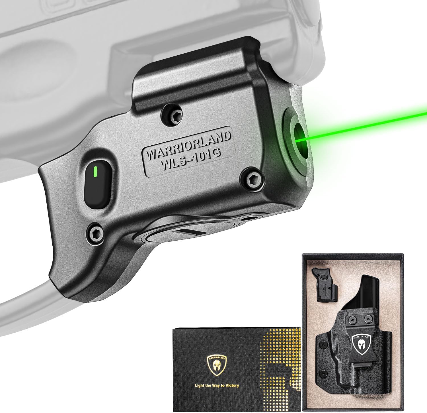 WARRIORLAND Green Laser Sight With Holster Combo Tailored Fit Taurus G2C / Taurus G3C / Millennium G2 PT111 & PT140, Ultra Compact G2C Beam Sight, Gun Sight with Ambidextrous On/Off Switch & Power Indicator, WLS-101G-H WARRIORLAND