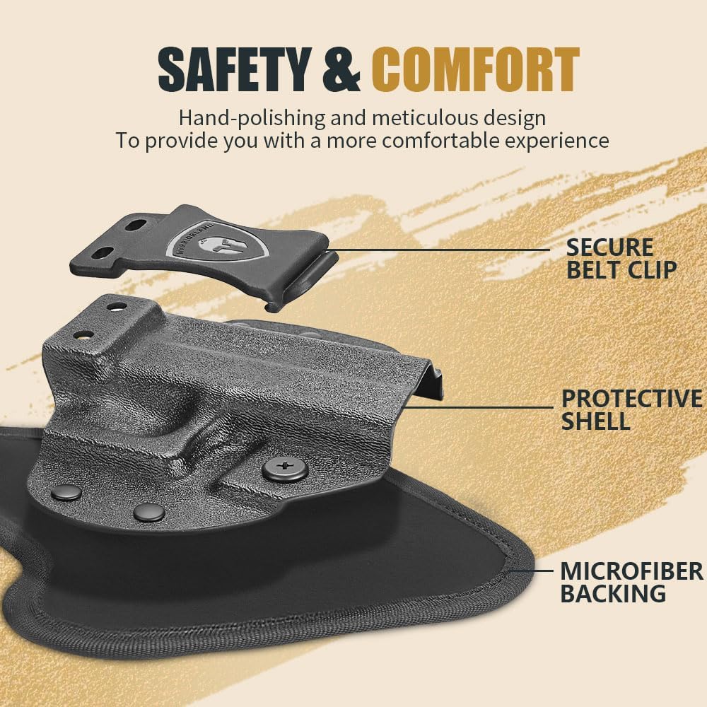 WARRIORLAND Universal Hybrid IWB Gun Holster for Glock 17 19 43X MOS, Sig P320, Taurus G2C, M&P M2.0, Springfield, CZ, Ruger & More โ Kydex + Nylon Concealed Carry, Optic Cut, Adj. Cant & Retention WARRIORLAND