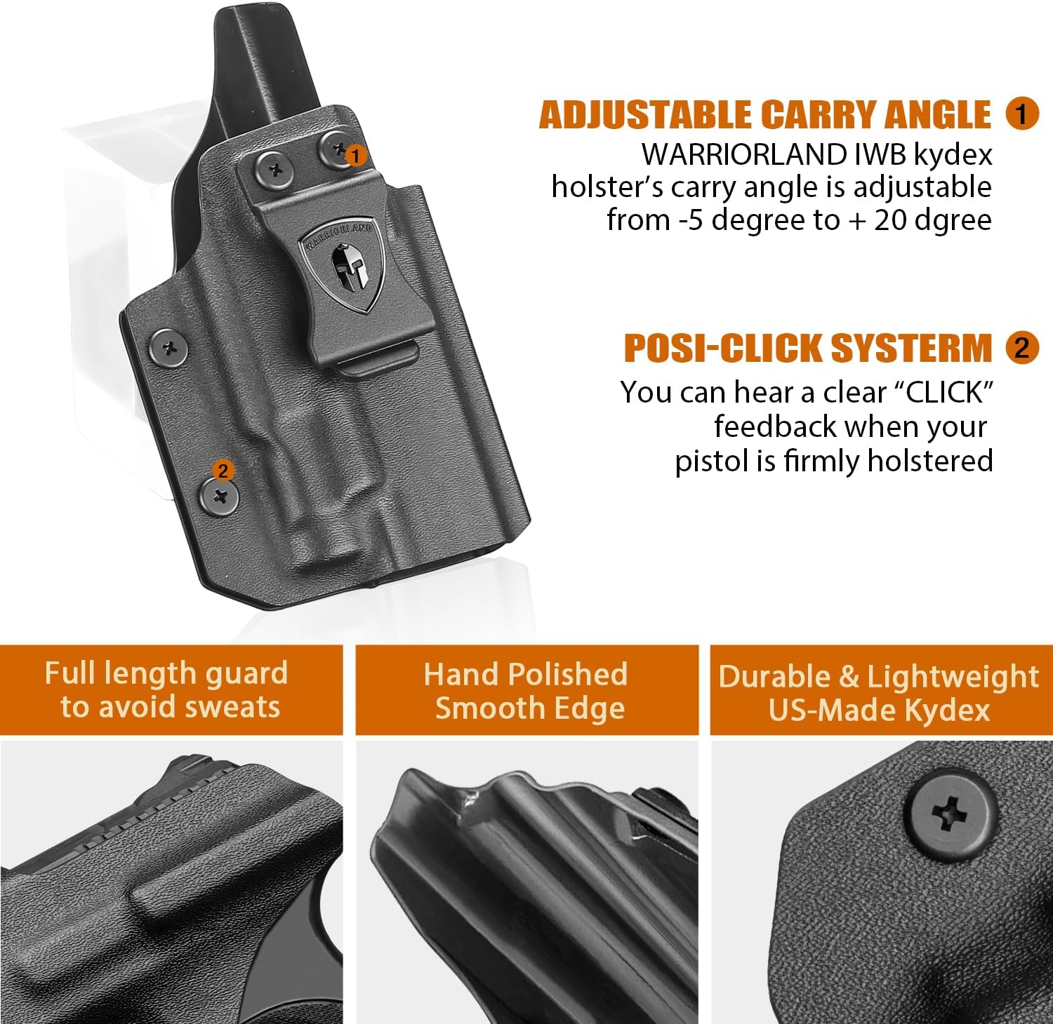 WARRIORLAND IWB Kydex Holster for Hellcat Pro OSP with TLR-7 X Sub or TLR-7 HL-X Sub, Light-Bearing Design, Optics Cut, Adjustable Cant & Posi-Click Retention, Right Hand Draw WARRIORLAND