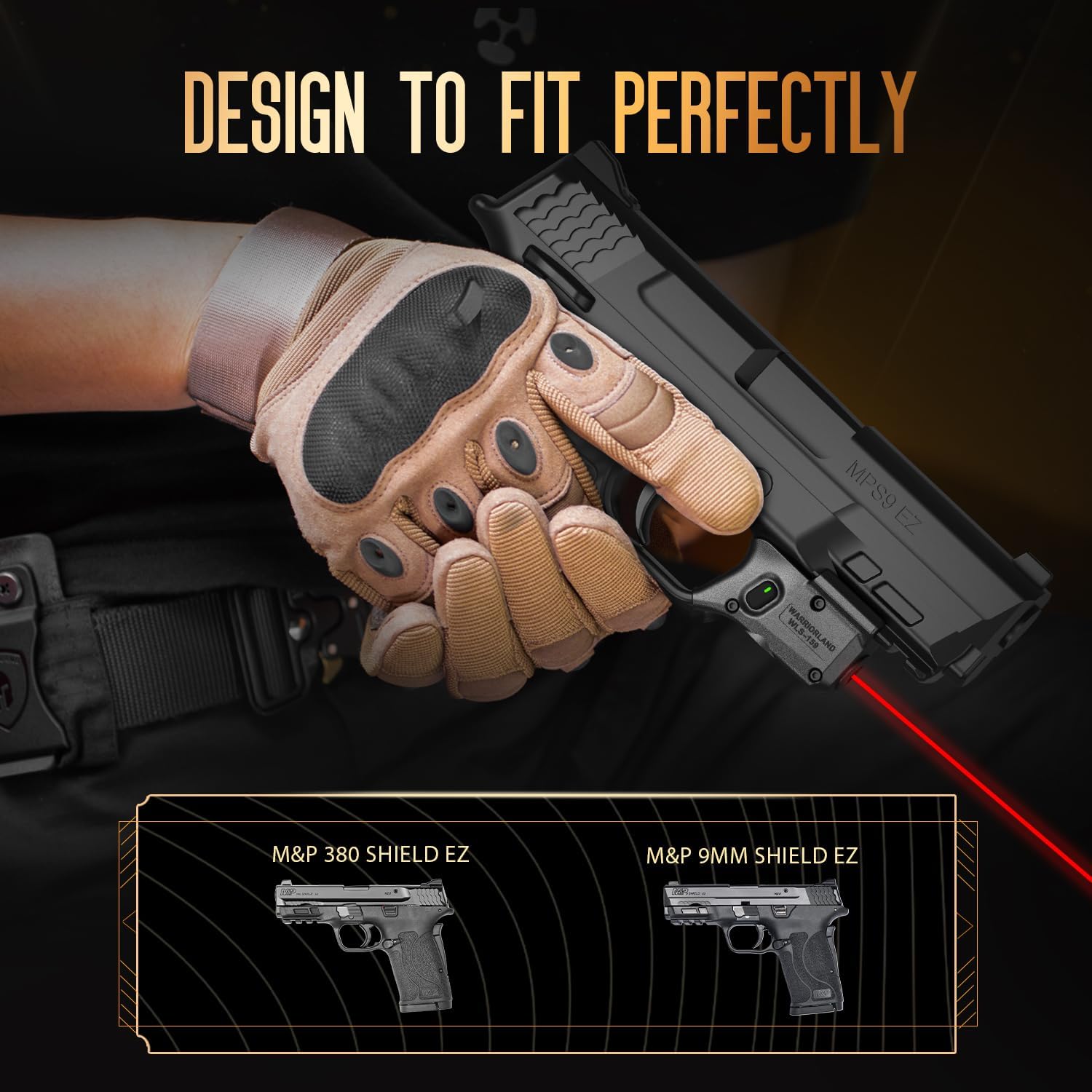 WARRIORLAND Red Laser Sight Fit Smith & Wesson M&P 9mm Shield EZ & M&P 380 Shield EZ, First Red Beam Sight with Power Indicator, S&W M&P Shield 9mm EZ Laser with Ambidextrous On/Off Switch, WLS-159 WARRIORLAND