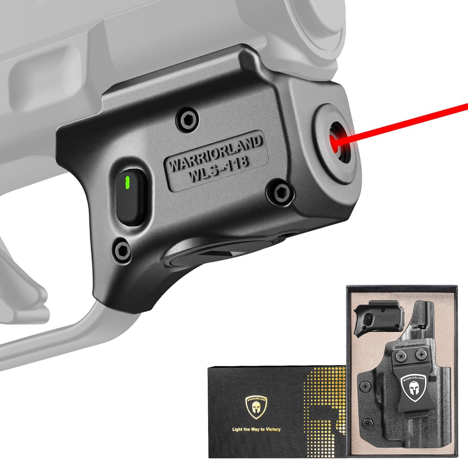 WARRIORLAND Red Laser Sight Fit Springfield Hellcat (Not Fit Pro) with Kydex Holster, First Red Beam Sight with Power Indicator, Hellcat Laser with IWB Holster Right Hand, WLS-118 w/Hellcat Holster WARRIORLAND