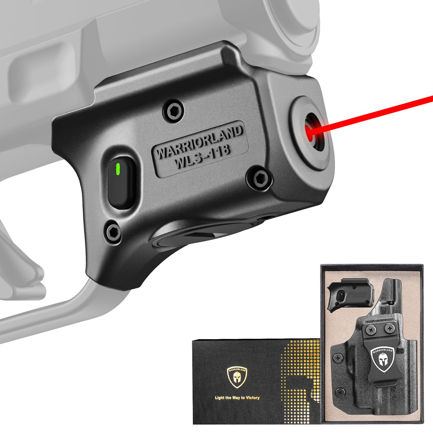 WARRIORLAND Red Laser Sight Fit Springfield Hellcat (Not Fit Pro) with Kydex Holster, First Red Beam Sight with Power Indicator, Hellcat Laser with IWB Holster Right Hand, WLS-118 w/Hellcat Holster WARRIORLAND
