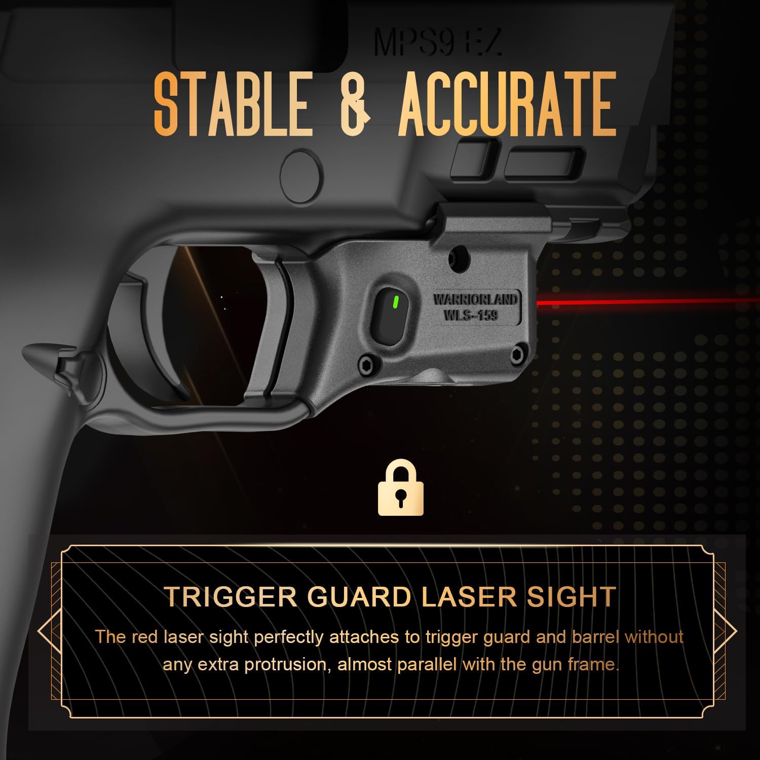 WARRIORLAND Red Laser Sight Fit Smith & Wesson M&P 9mm Shield EZ & M&P 380 Shield EZ, First Red Beam Sight with Power Indicator, S&W M&P Shield 9mm EZ Laser with Ambidextrous On/Off Switch, WLS-159 WARRIORLAND