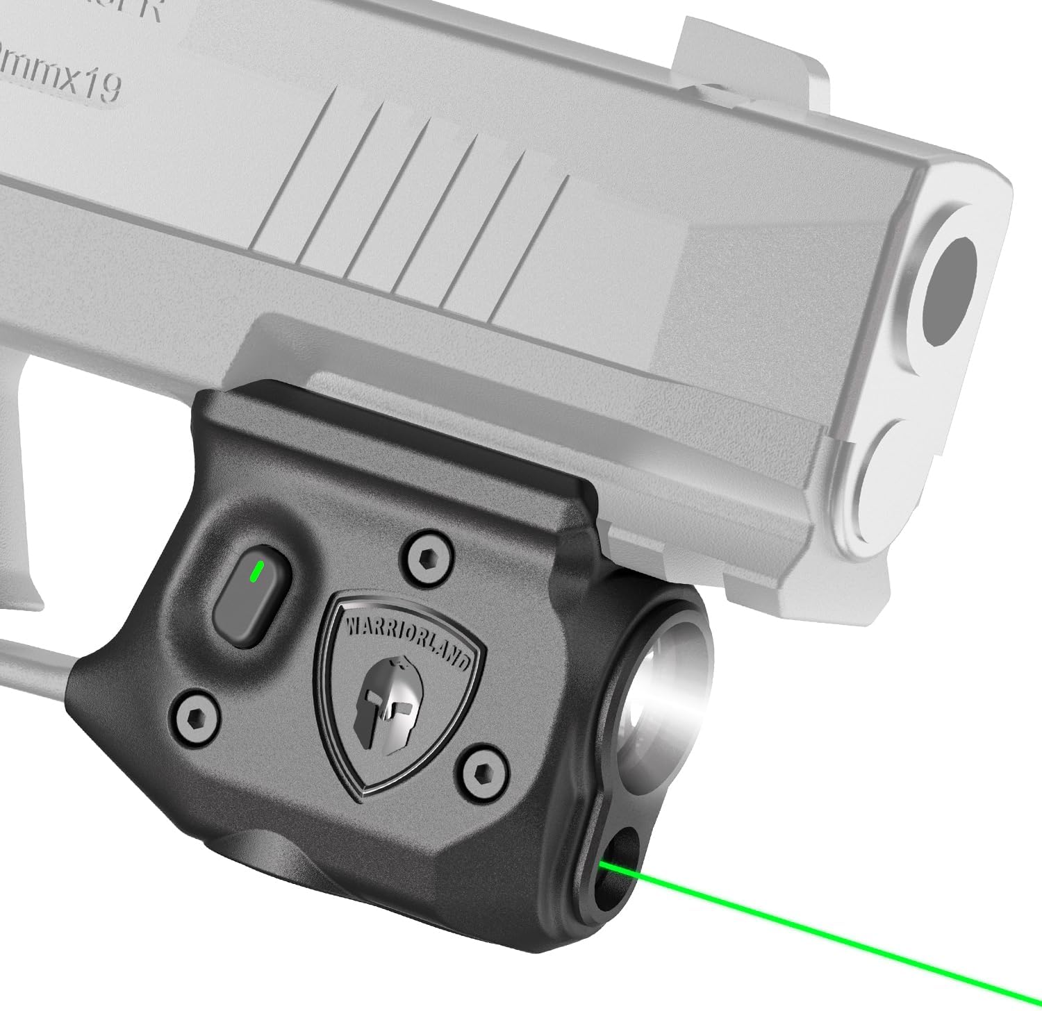 WARRIORLAND Pistol Light Laser Combo Fits Sig Sauer P365 Xmacro, Compact 150-Lumen Trigger & Rail Mounted Tactical Weapon Light, Green Laser & White LED Flashlight, Power Indicator, SLL-109G โWARRIORLAND