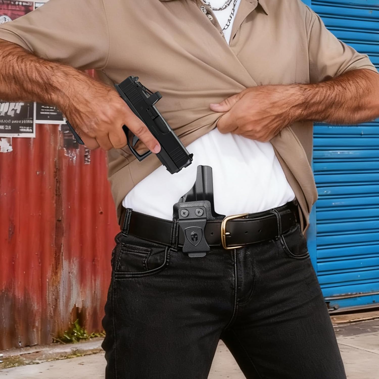 WARRIORLAND Optics Cut Kydex Appendix IWB Holster for Glock 43X MOS/43X/G43, Adjustable Cant & Retention, Right Hand Concealed Carry WARRIORLAND