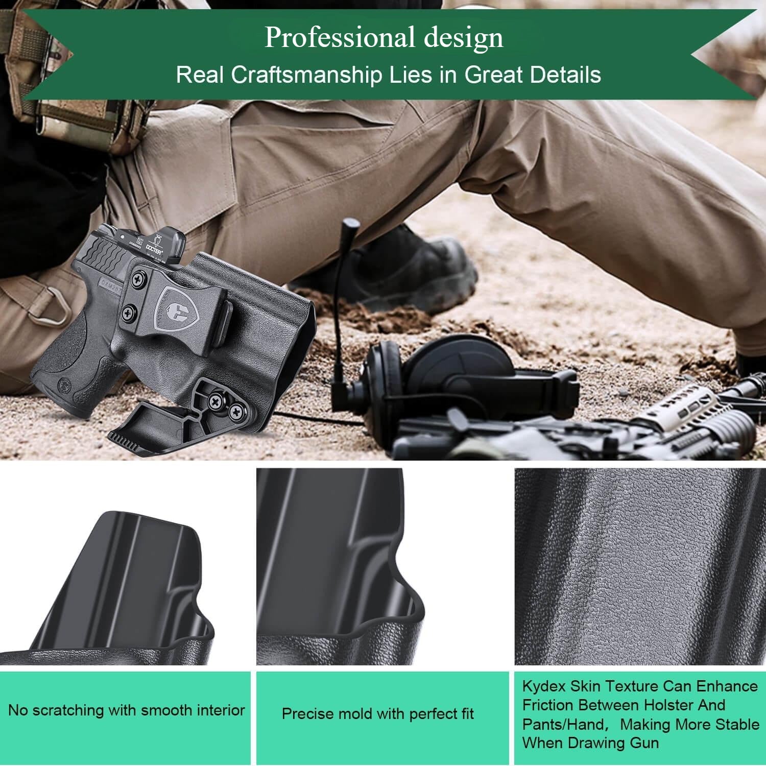 Smith & Wesson Kydex IWB Holster with Claw M&P Shield/ Plus/ M2.0 9mm/.40 Pistol for Fat Guys | WARRIORLAND WARRIORLAND
