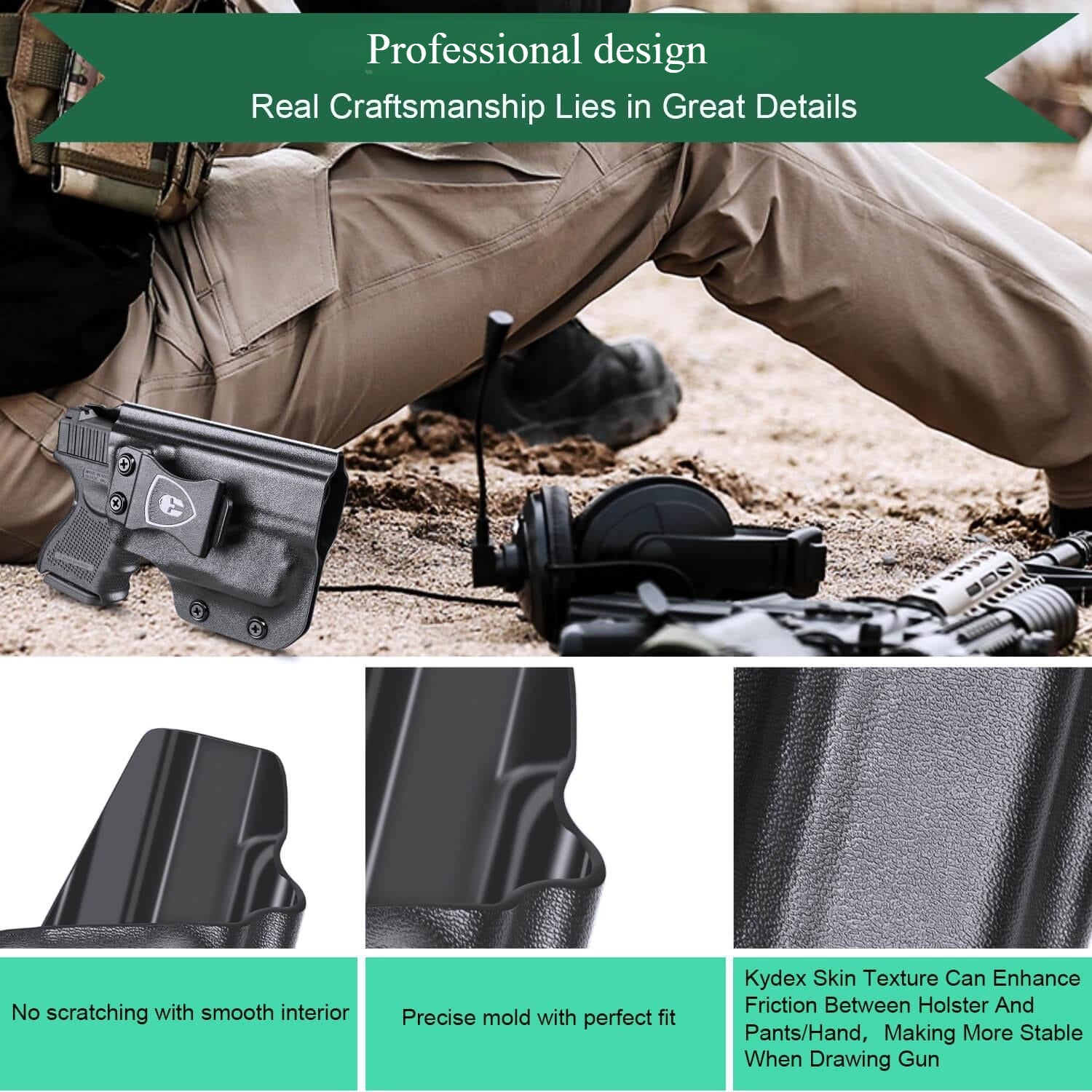 TRL 6 Glock 26 27 28 33  Gen 4 Light Bearing Holster IWB Kydex Appendix Concealment Carry Trigger Guard Holsters Right/ Left Handed  | WARRIORLAND WARRIORLAND