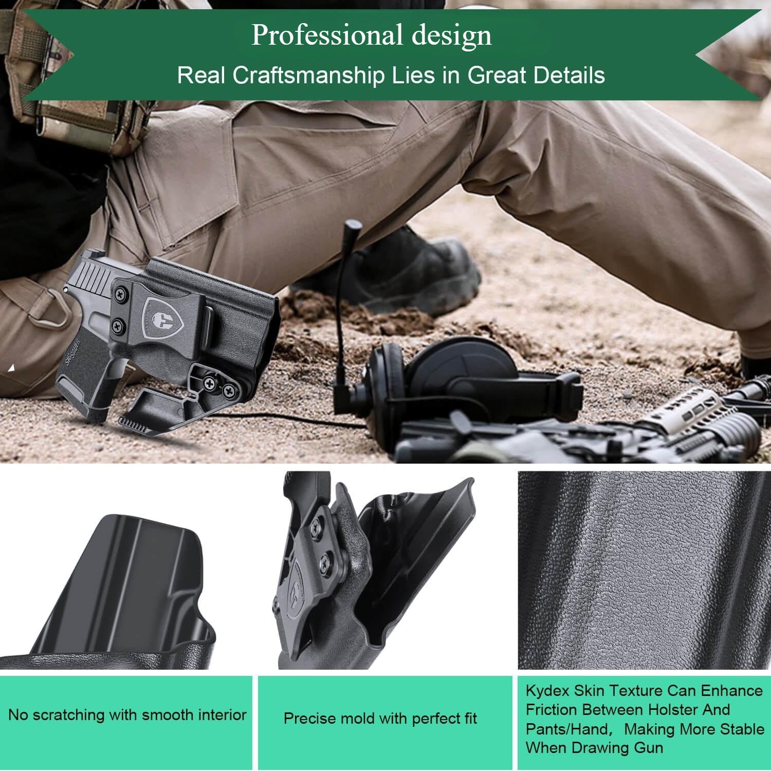 IWB Kydex Holster with Claw for Sig Sauer P365 SAS P365X P365XL 9mm Pistol with Optics Cut  for Fat Guys | WARRIORLAND WARRIORLAND