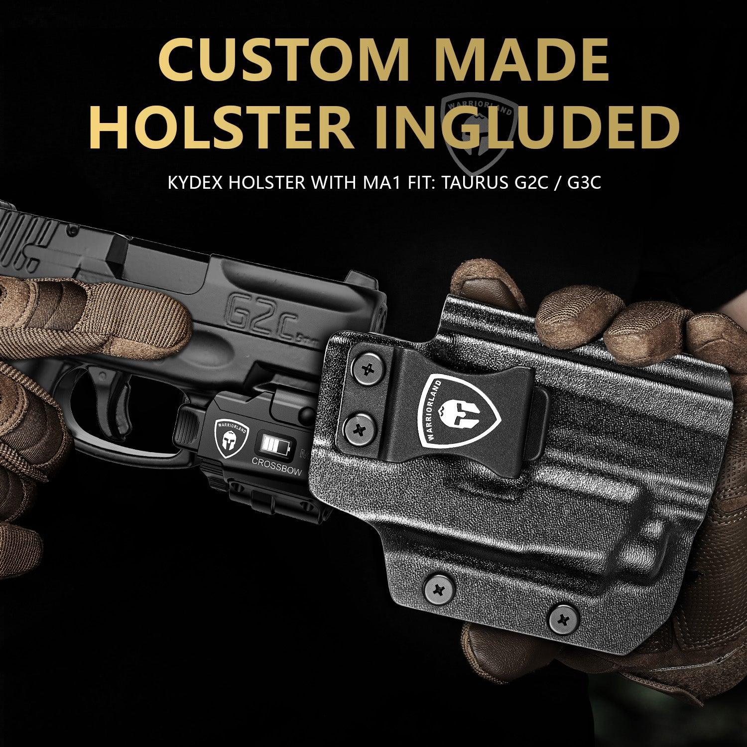 Universal Light Laser Combo with Taurus G2C/G3C Holster, Green Beam & LED Tactical Light, Magnetic USB Rechargeable Flashlight-Screen Displays Battery Status, Crossbow MA1 w/ G2C Holster WARRIORLAND