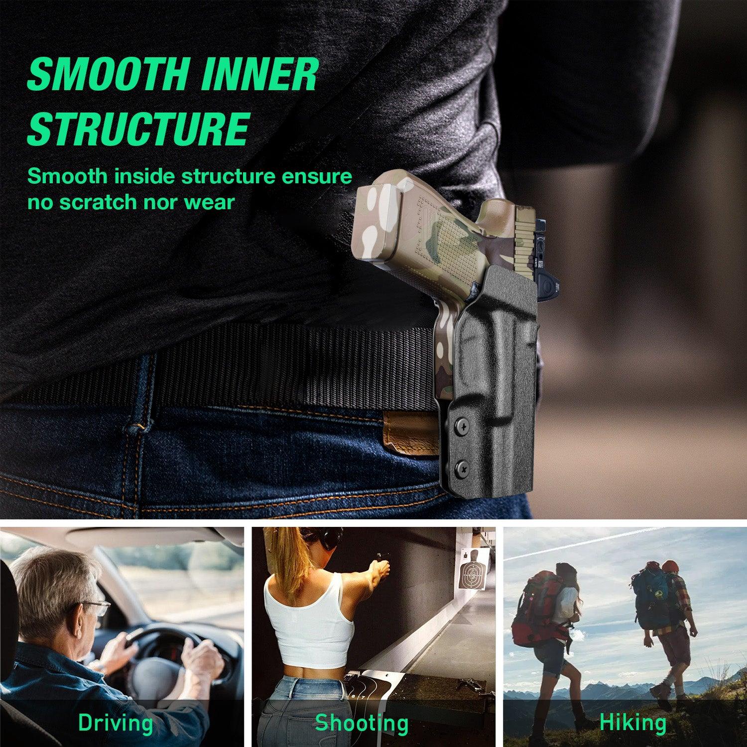 G23 Holster OWB Kydex Holster Optics Cut Fit G23 Gen 1-5 Pistol, Outside Waistband Open Carry G23 Gen 5 Holster with 1.75 Inch Paddle, Adj. Retention, Right Hand/Left Hand|WARRIORLAND WARRIORLAND