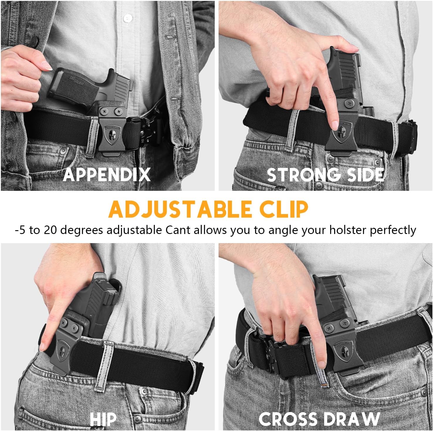 WARRIORLAND IWB Kydex Holster Compatible with Sig P365/ P365X/ P365XL/ P365 SAS, Inside Waistband Appendix Conceal Carry, with Claw & Adj. Retention & Cant, Right Hand