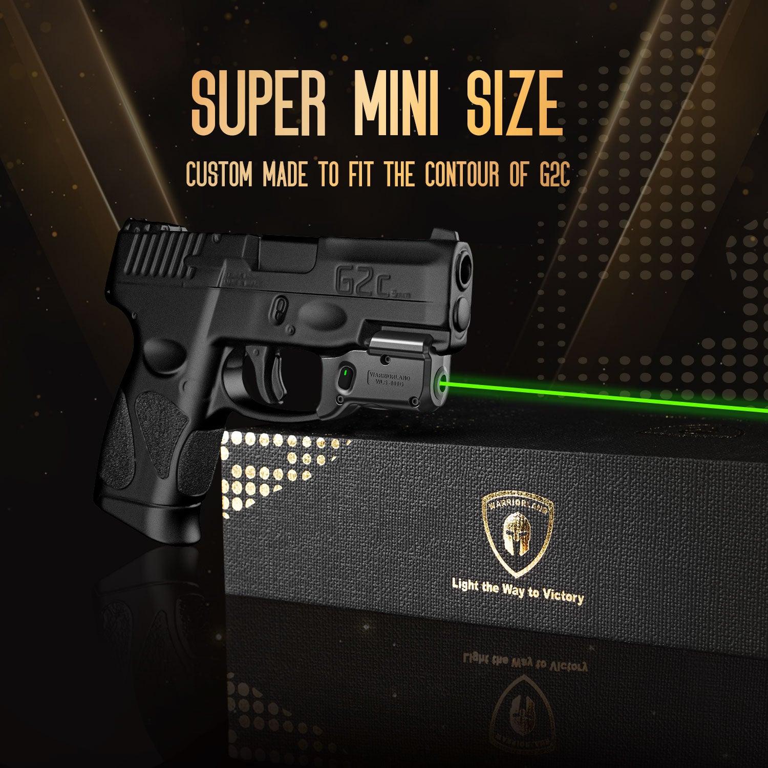 WARRIORLAND Green Laser Sight With Holster Combo Tailored Fit Taurus G2C / Taurus G3C / Millennium G2 PT111 & PT140, Ultra Compact G2C Beam Sight, Gun Sight with Ambidextrous On/Off Switch & Power Indicator, WLS-101G-H WARRIORLAND