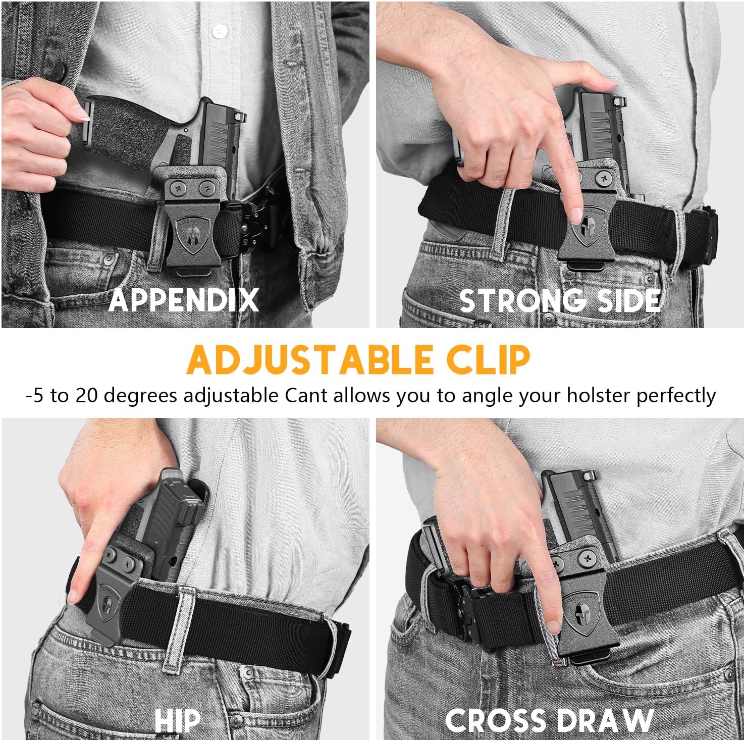 WARRIORLAND IWB Kydex Holster Compatible with Springfield Hellcat Pro, Not Fit Hellcat, Inside Waistband Appendix Conceal Carry, with Claw & Adj. Retention & Cant, Right Hand