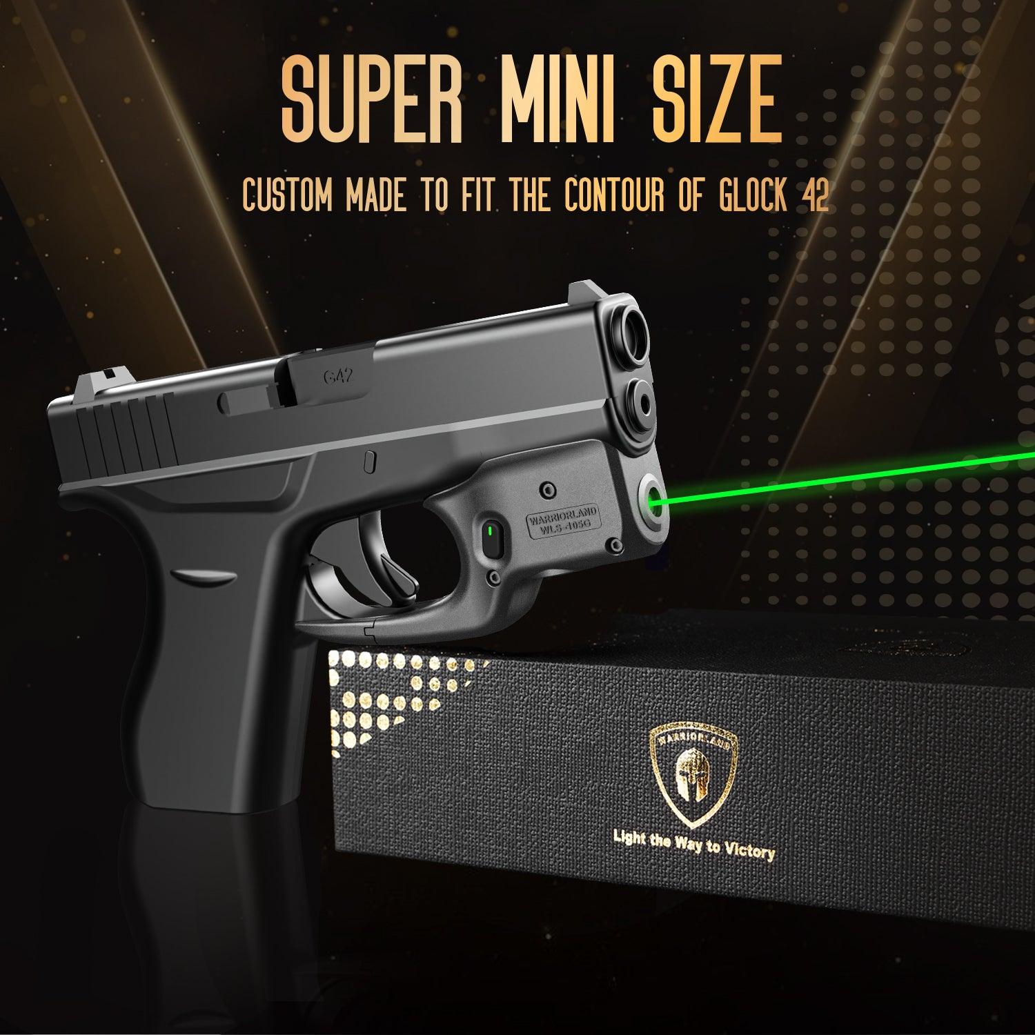 Green Laser Sight Designed to Fit Glock G42 with Holster Combo, Green Beam Sight with Power Indicator, Custom-Made IWB Kydex Holster Right Hand, Windage and Elevation Adjustment, WLS-105G WARRIORLAND